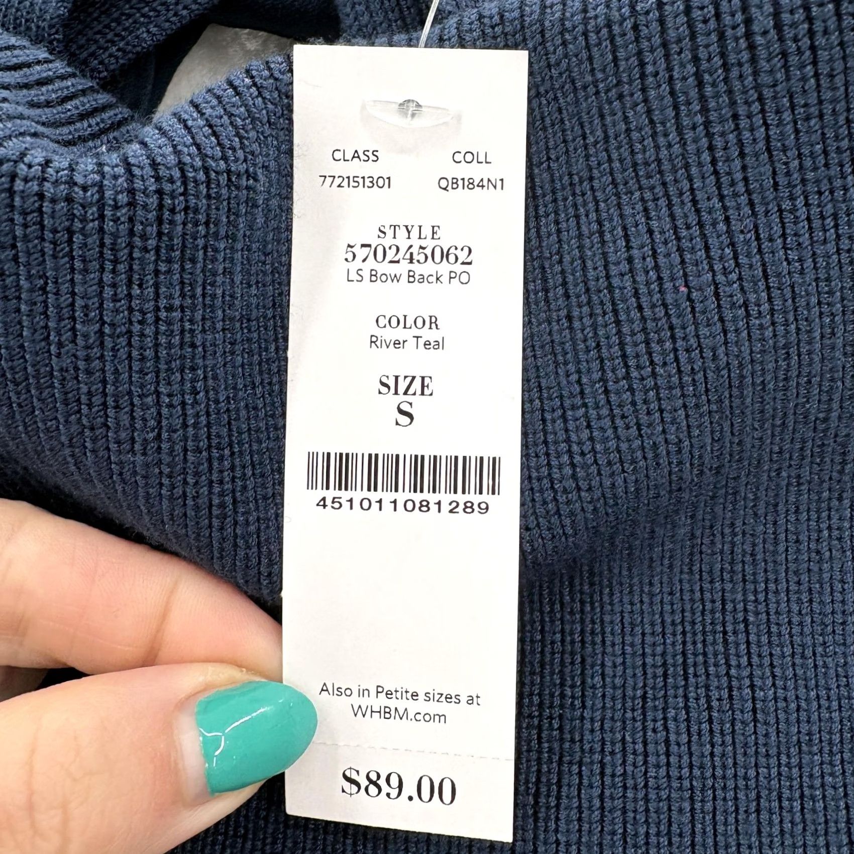 White House Black Market White House Black Market Sweater Womens Small Blue Boat Neck Knit Bow Back NWT Size S / US 4 / IT 40 - 5 Thumbnail