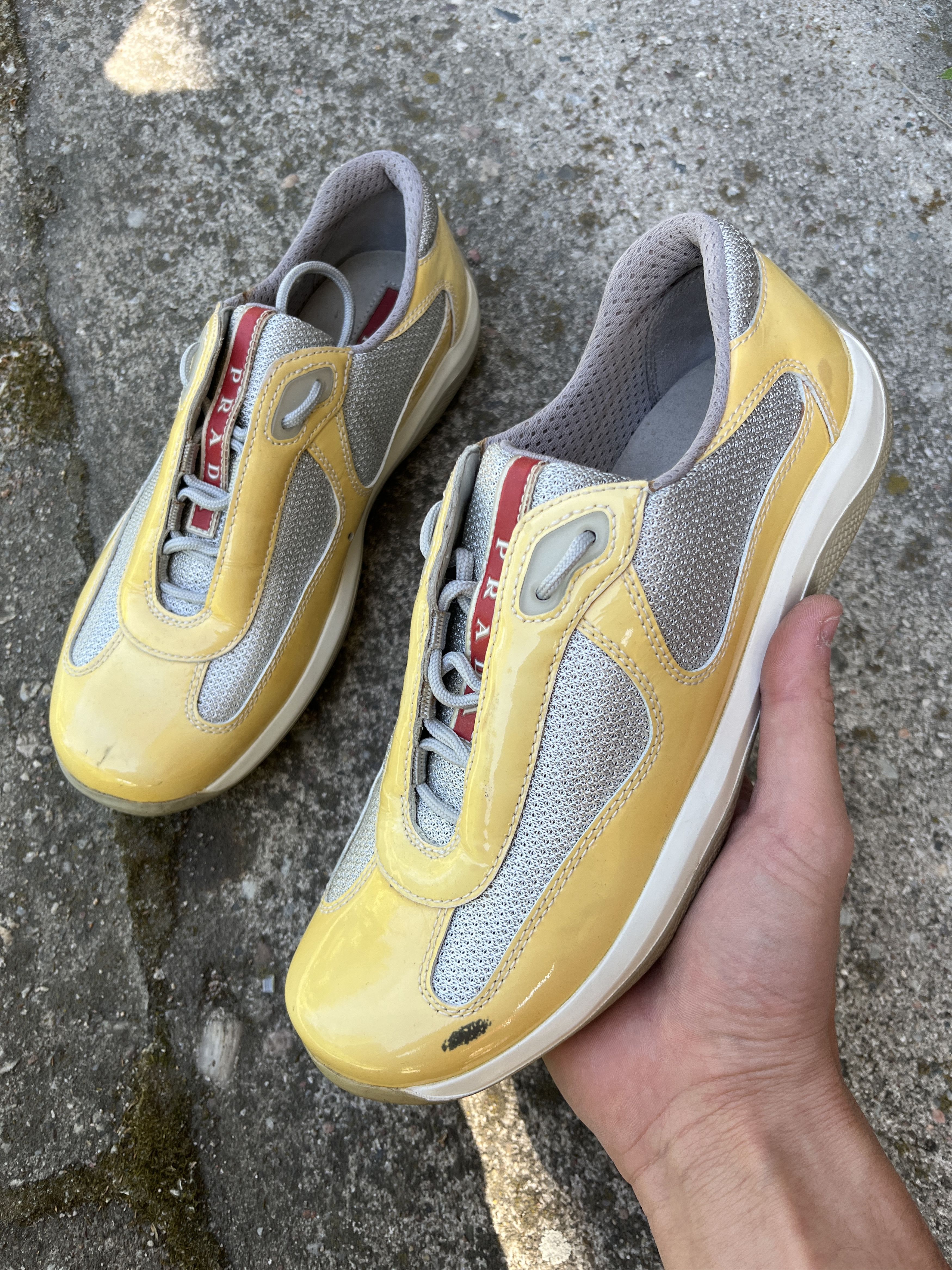 Prada prada americas cup sneakers patent leather yellow rossa 00s Size US 6 / IT 36 - 1 Thumbnail