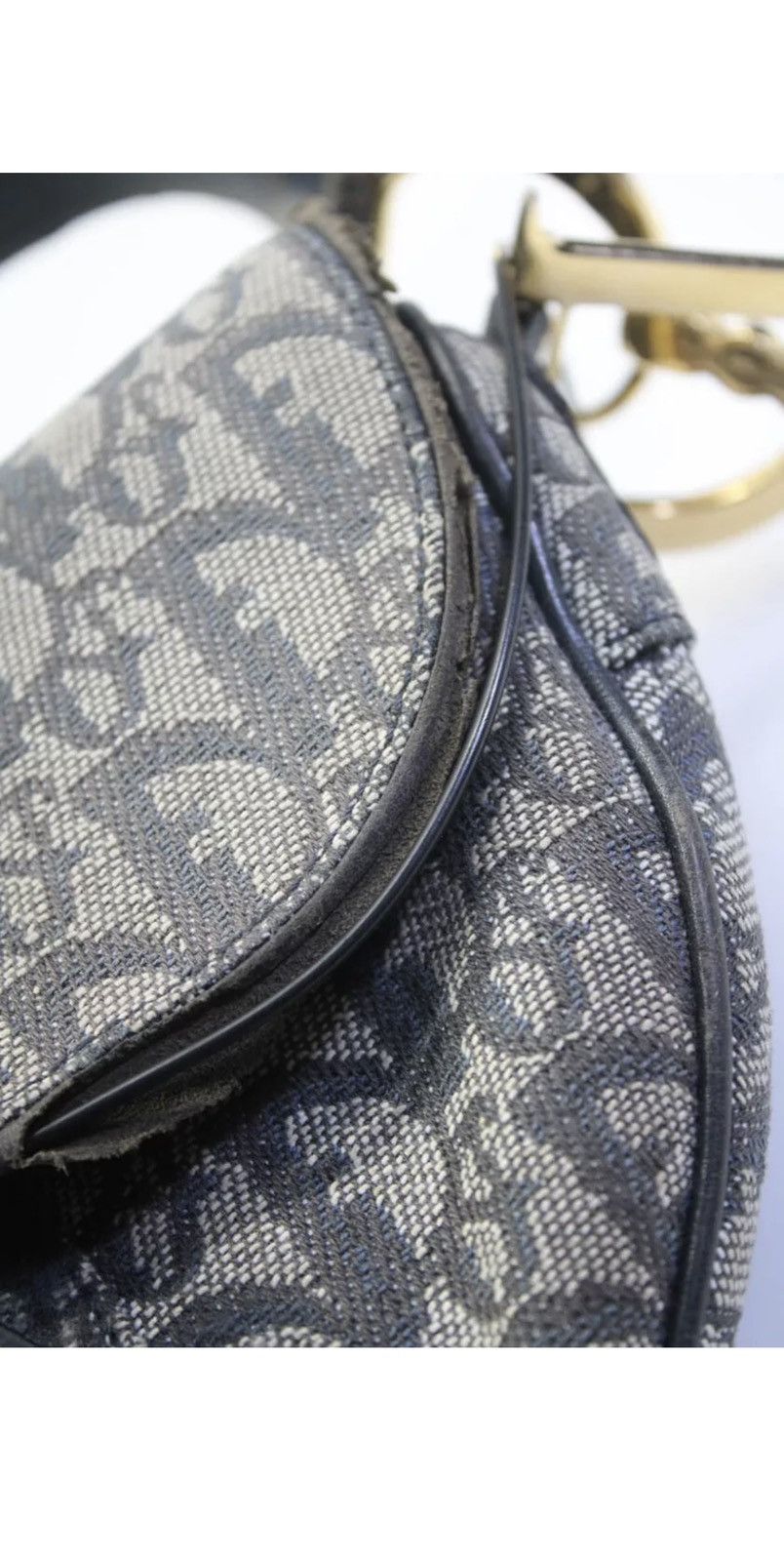 Dior Christian Dior Vintage Oblique Canvas Saddle Bag - Navy Size ONE SIZE - 17 Thumbnail