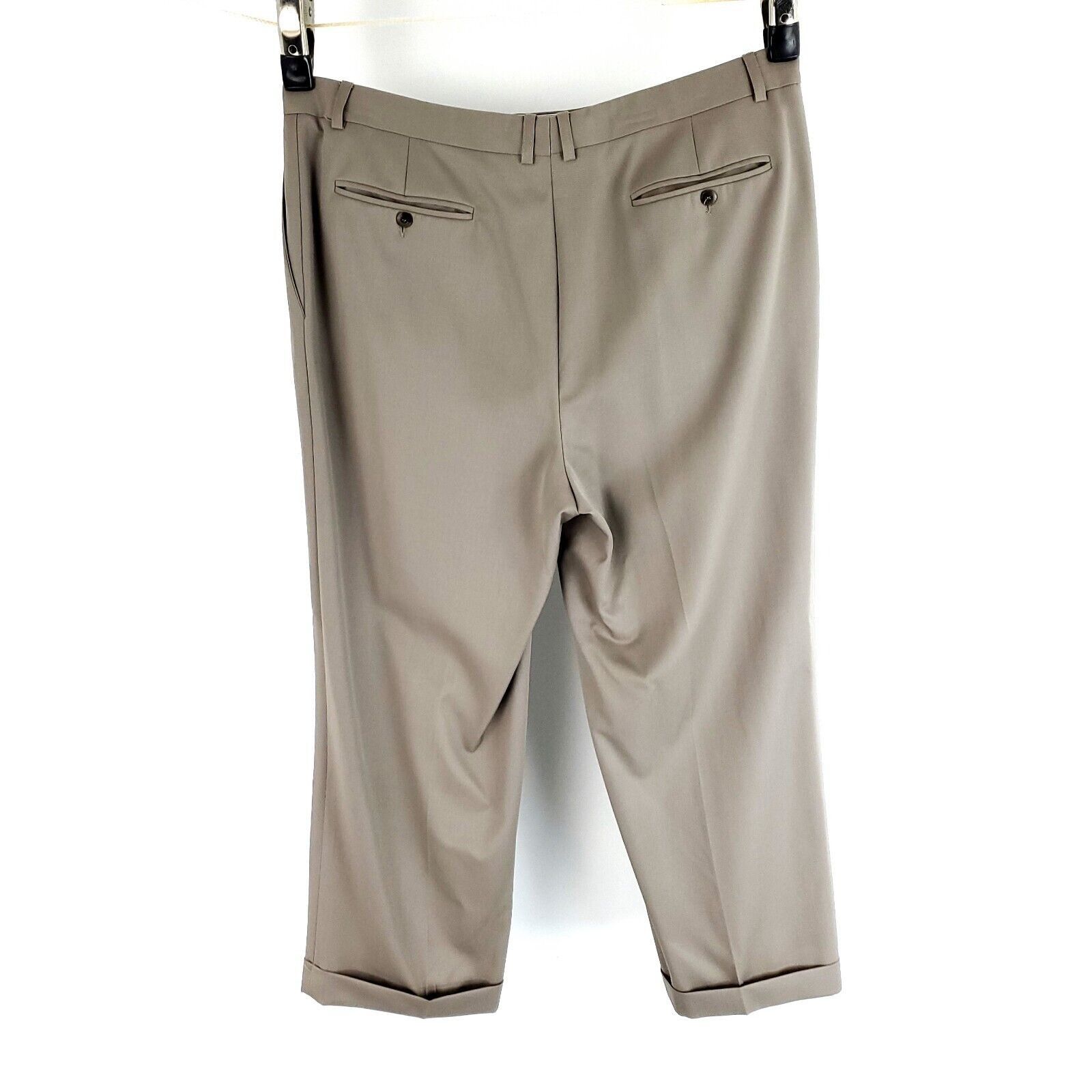 Zanella Zanella Alter Wool Dress Pants 38/28 Beige Pleated Cuffed Hi Size 38R - 6 Thumbnail