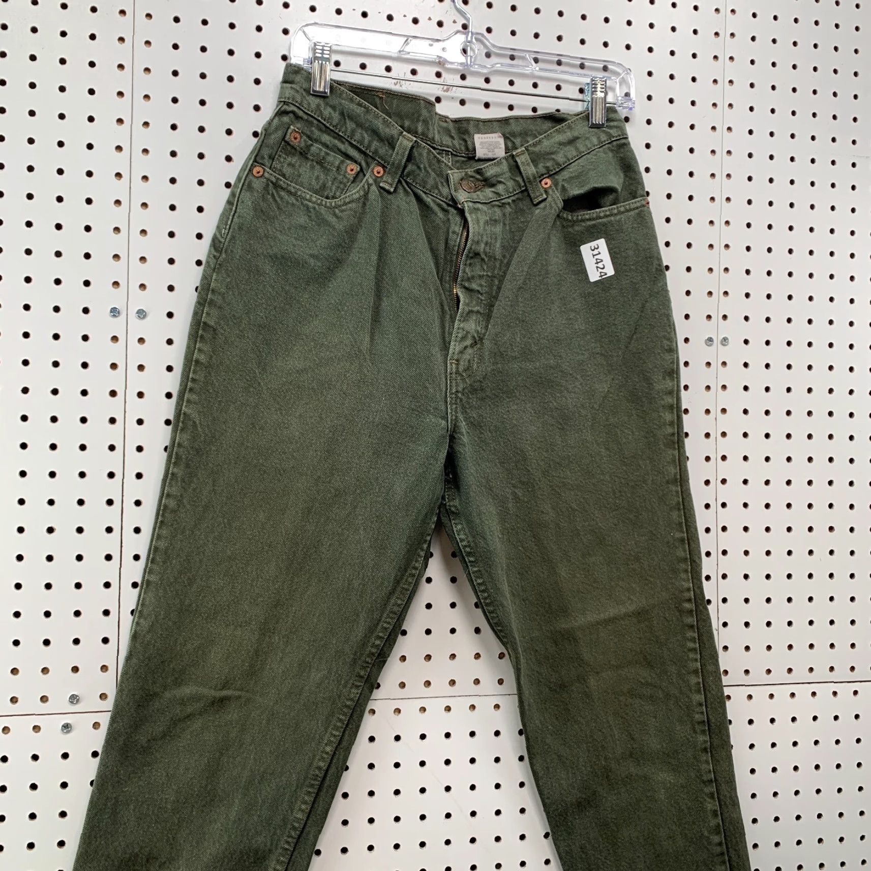 Levi's VINTAGE Levi's 513 Denim Jeans Womens Size 13 Olive Green Made USA Levis 513 Jeans 30x27 Size 34" / US 12 / IT 48 - 3 Thumbnail