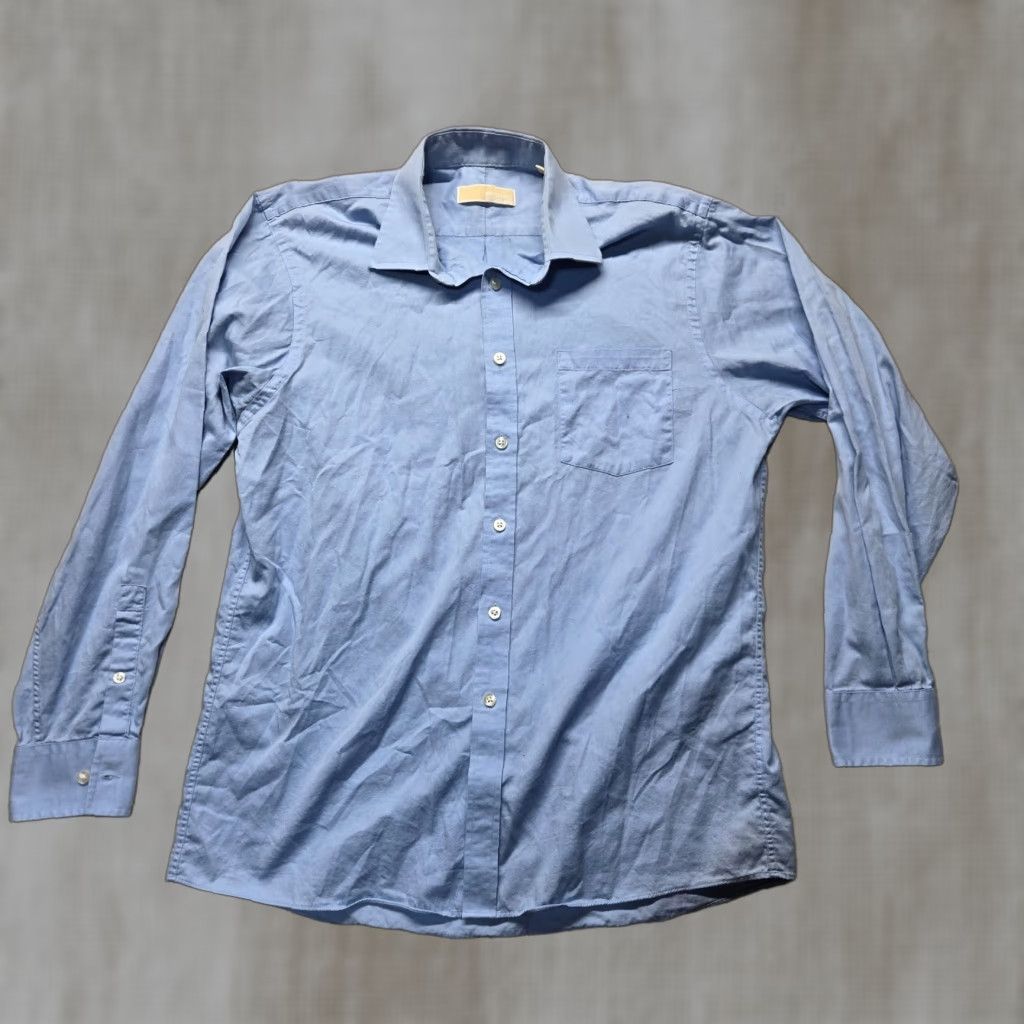 Michael Kors Michael Kors Solid Blue Dress Shirt Regular Men's 16 34/35 Button Up Long Sleeve Collar Shirt Size US L / EU 52-54 / 3 - 1 Thumbnail