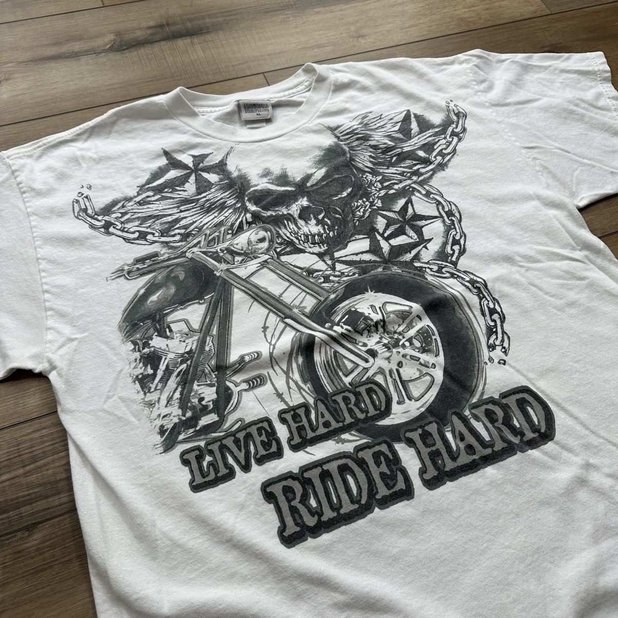 Other Vintage 2000s Y2K Live Hard Ride Hard Biker Graphic Tee Size US XL / EU 56 / 4 - 5 Thumbnail