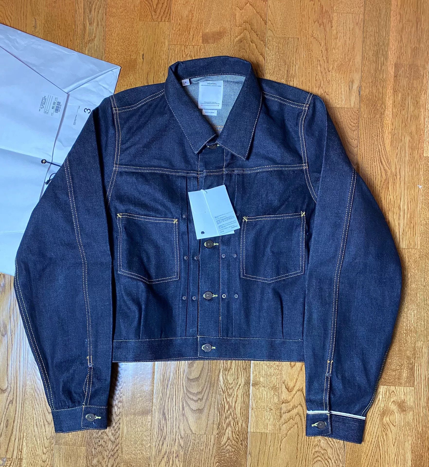 visvim shorty chore jacket unwashed denim