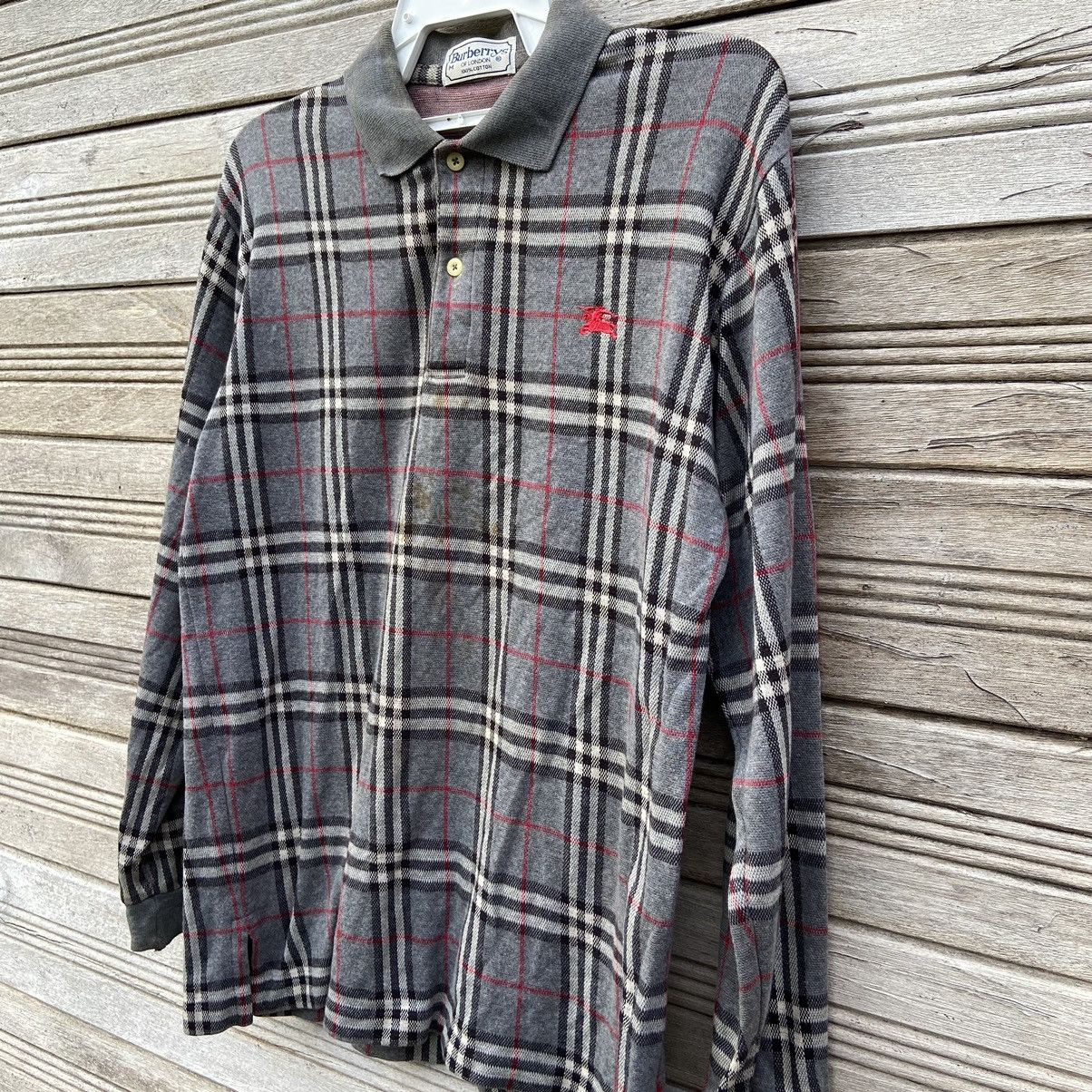 Burberry × Designer × Vintage Vintage Burberrys Checker LongSleeve Polos Shirt Size US M / EU 48-50 / 2 - 2 Thumbnail