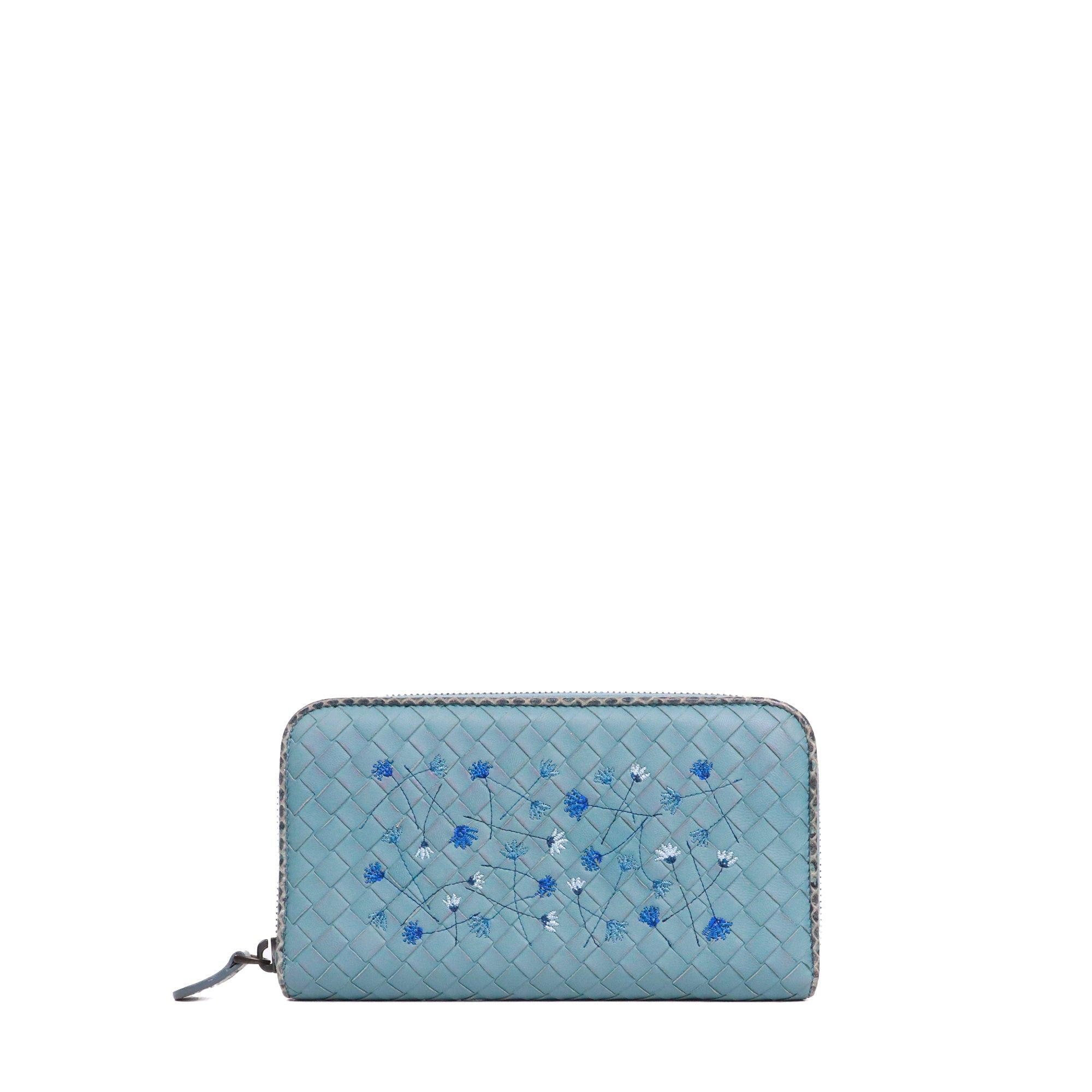 Bottega Veneta BOTTEGA VENETA - Bottega Veneta zipped wallet in blue intrecciato leather Size ONE SIZE - 1 Thumbnail