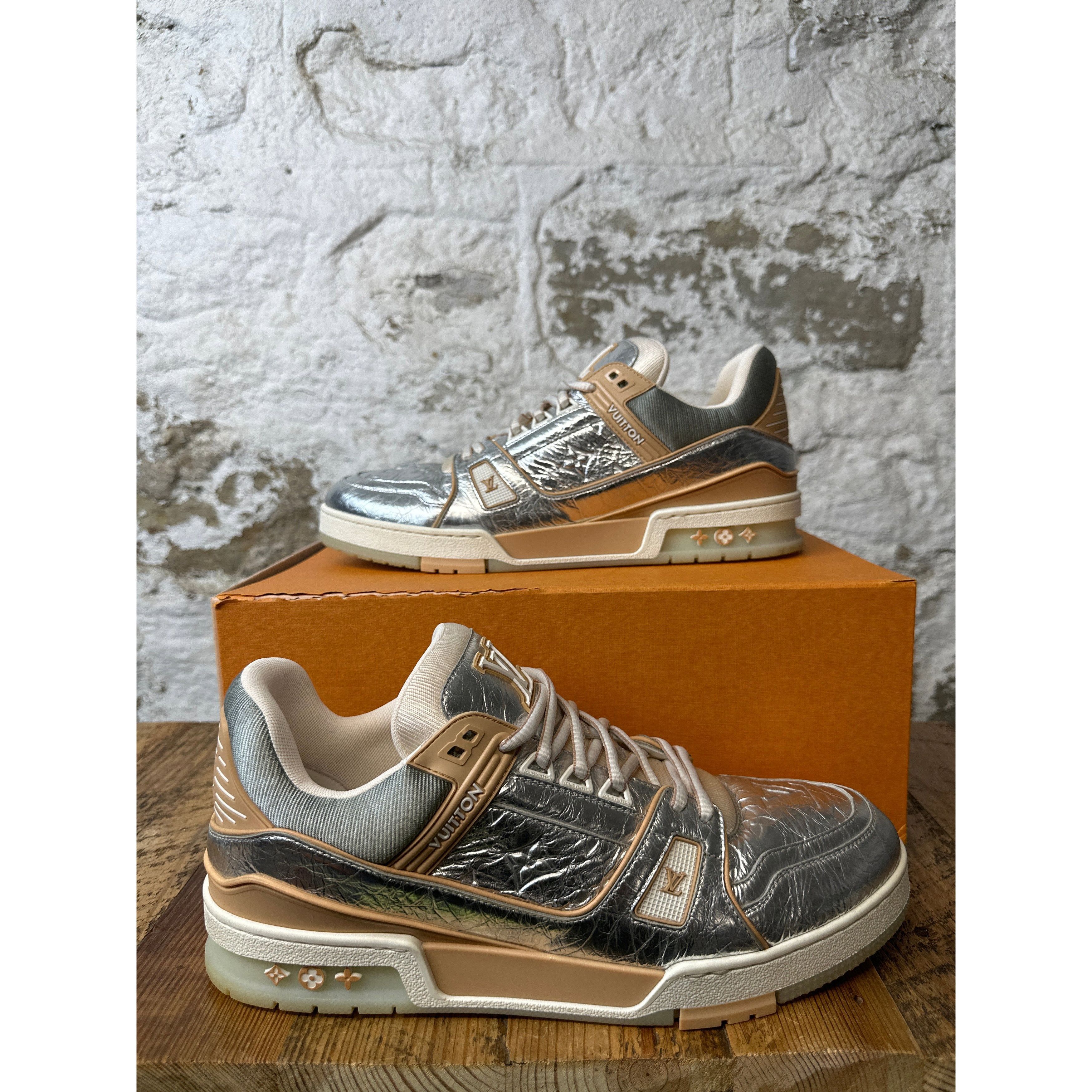 Louis Vuitton Louis Vuitton Tan Silver Trainer Sneaker Sz 11.5 (10LV) Size US 11.5 / EU 44-45 - 1 Thumbnail