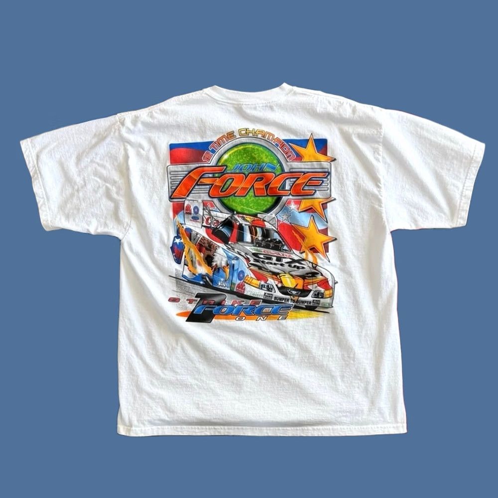 Gildan VINTAGE John Force Drag Racing T-Shirt Size 2XL Double Sided Cars Strike Force 90s Size US XXL / EU 58 / 5 - 1 Thumbnail