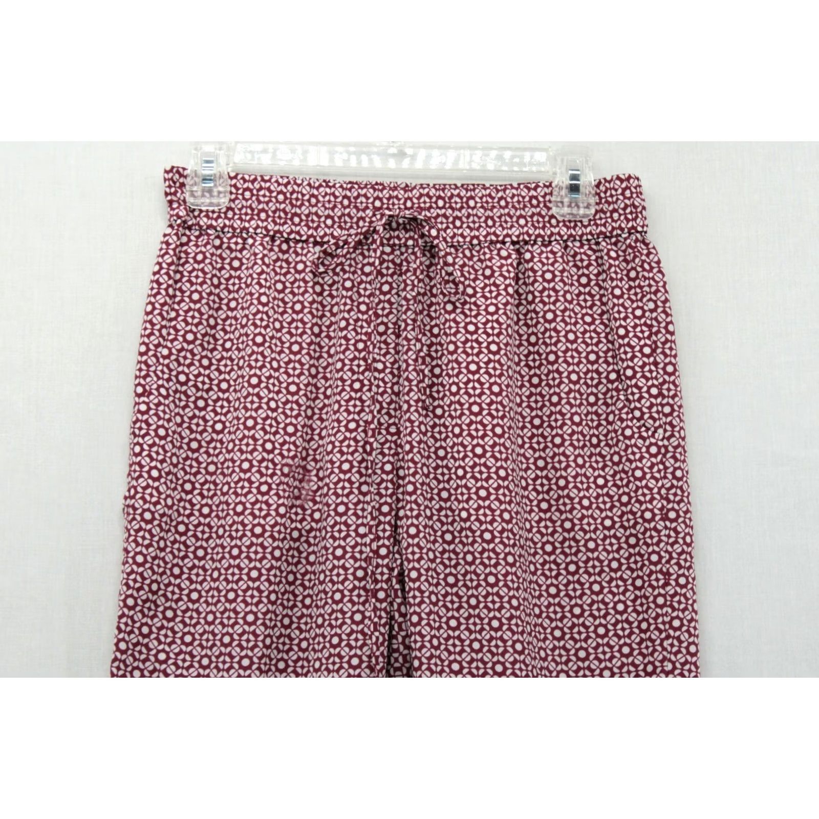 J.Crew J.CREW Lounge Pants Womens 4 Red Geometric Cropped Cuffed Elastic Waist relaxed Pants Women Red Geometric Cropped Lounge Pants 4 Womens Size 27" / US 4 / IT 40 - 2 Thumbnail