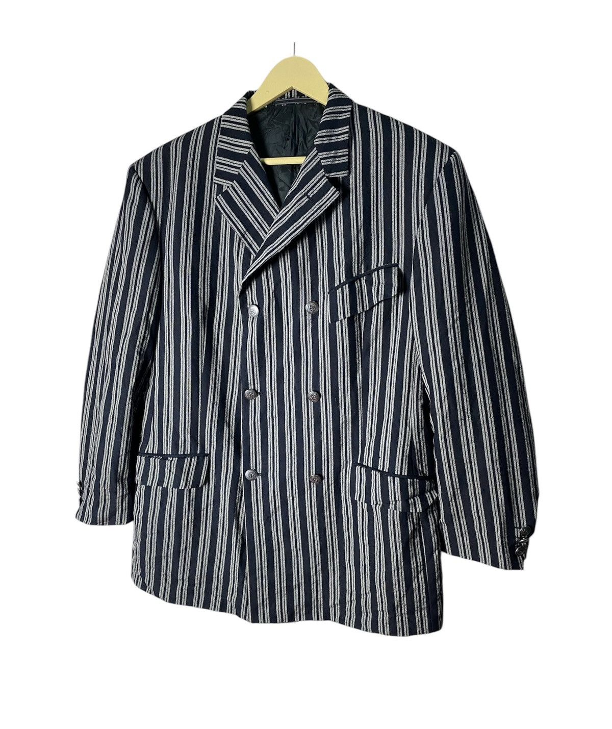 Versace × Vintage Vintage Versace V2 Stripes Blazer Size 44R - 2 Thumbnail