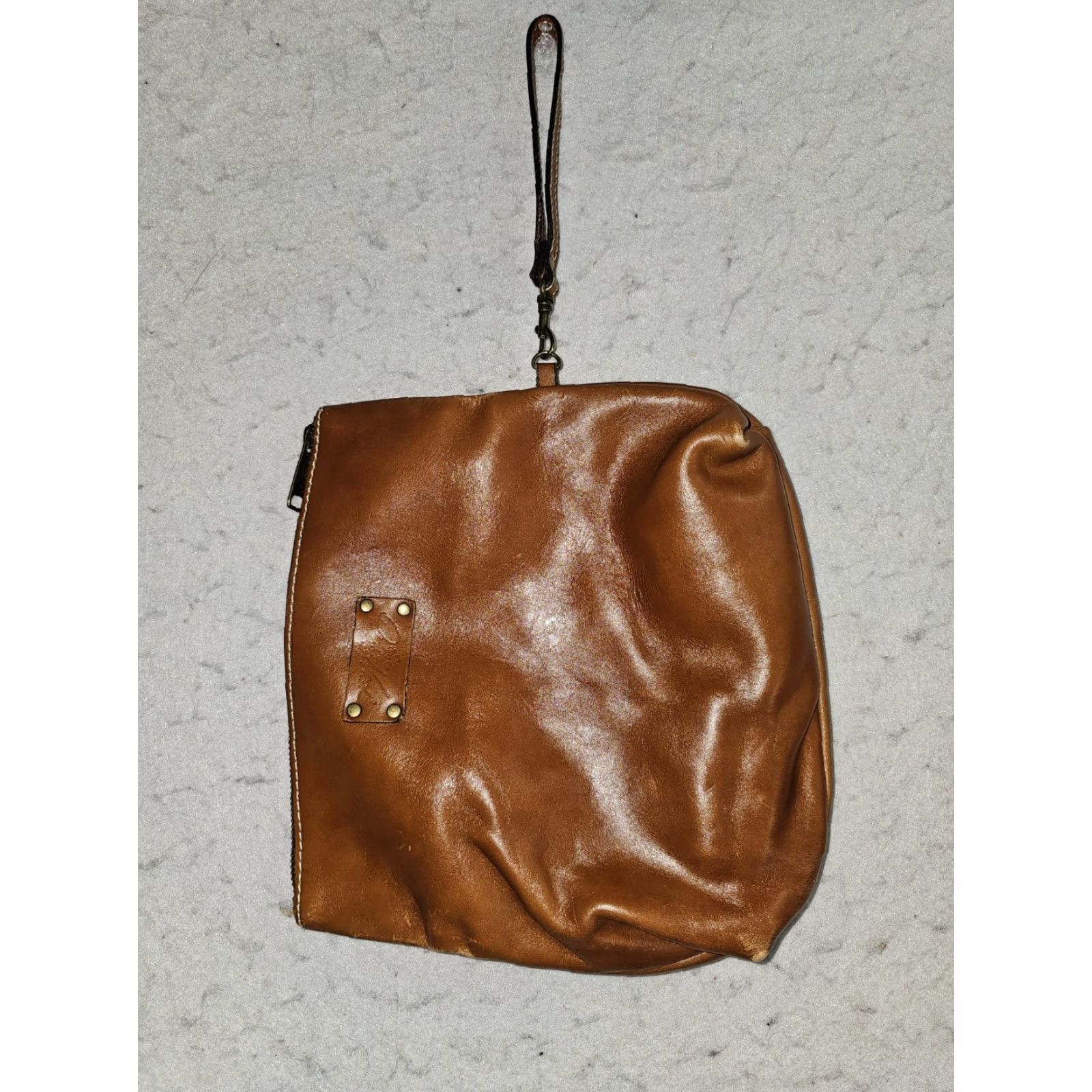 Patricia Nash VINTAGE Patricia Nash Valerie Leather Fold-Over Wristlet Clutch Cognac Tan Clutch Women Medium Size ONE SIZE - 5 Thumbnail
