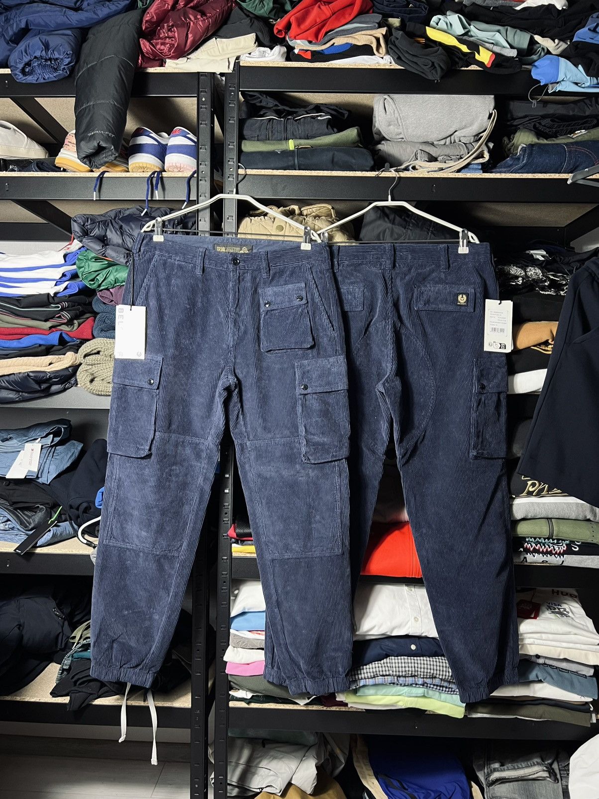 NWT Belstaff Trailmaster Cargo Pants Military Corduroy Navy
