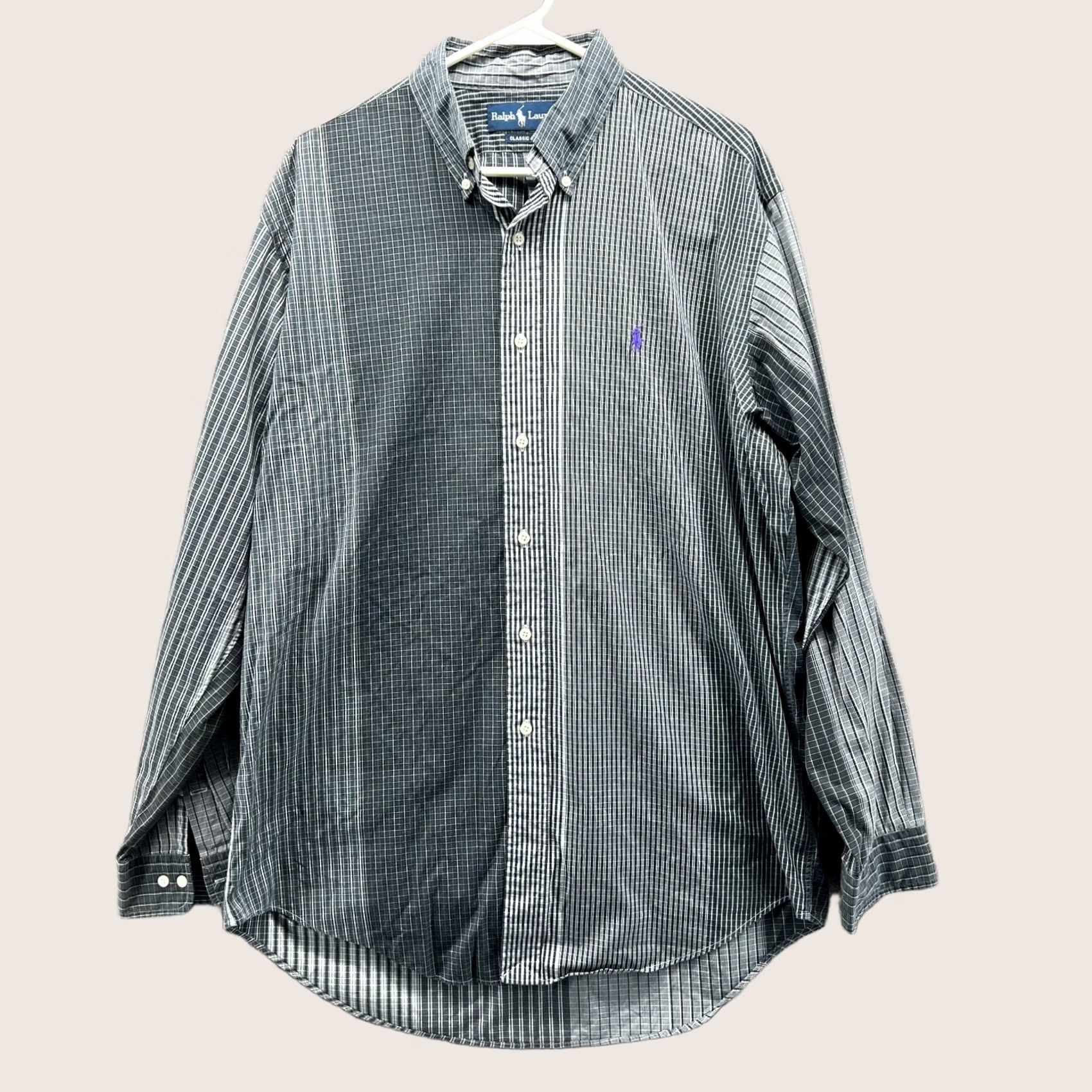 Polo Ralph Lauren VINTAGE Polo Ralph Lauren Shirt Mens 16 Gray Button-Down Striped 90s Classic Button-Up Size US L / EU 52-54 / 3 - 1 Thumbnail