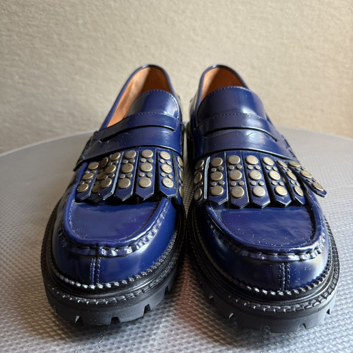 Etro Etro navy blue studded tassel loafers Size US 12 / EU 45 - 1 Thumbnail