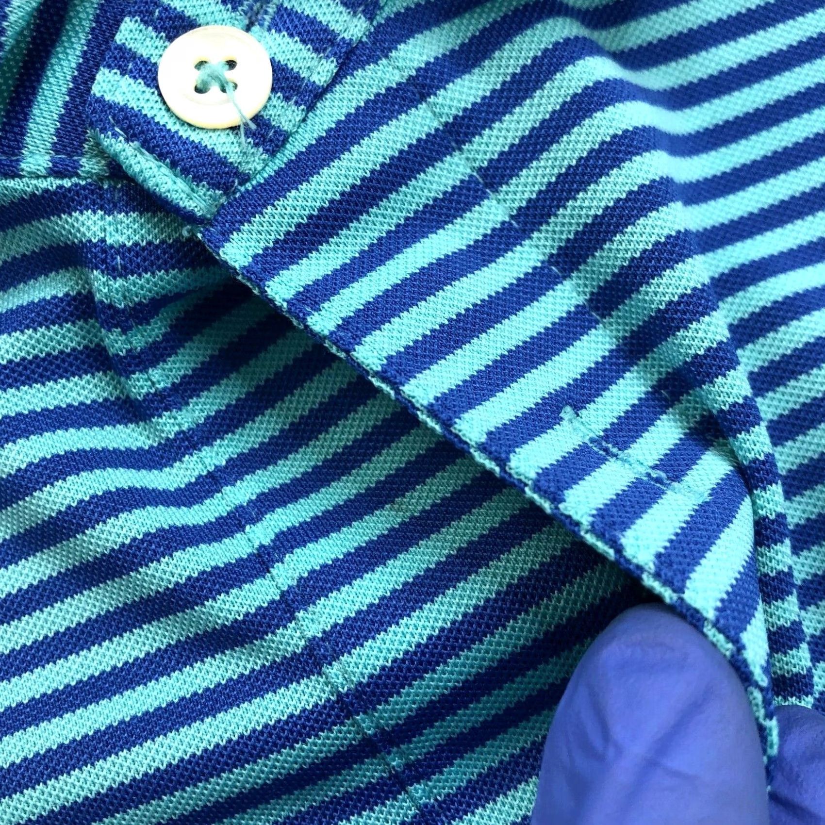 Vintage Holderness & Bourne Polo Shirt XL Blue Striped Golf Button Shirt Printed Logo Mens Regular Short Sleeve Polo Shirt Size US XL / EU 56 / 4 - 6 Thumbnail