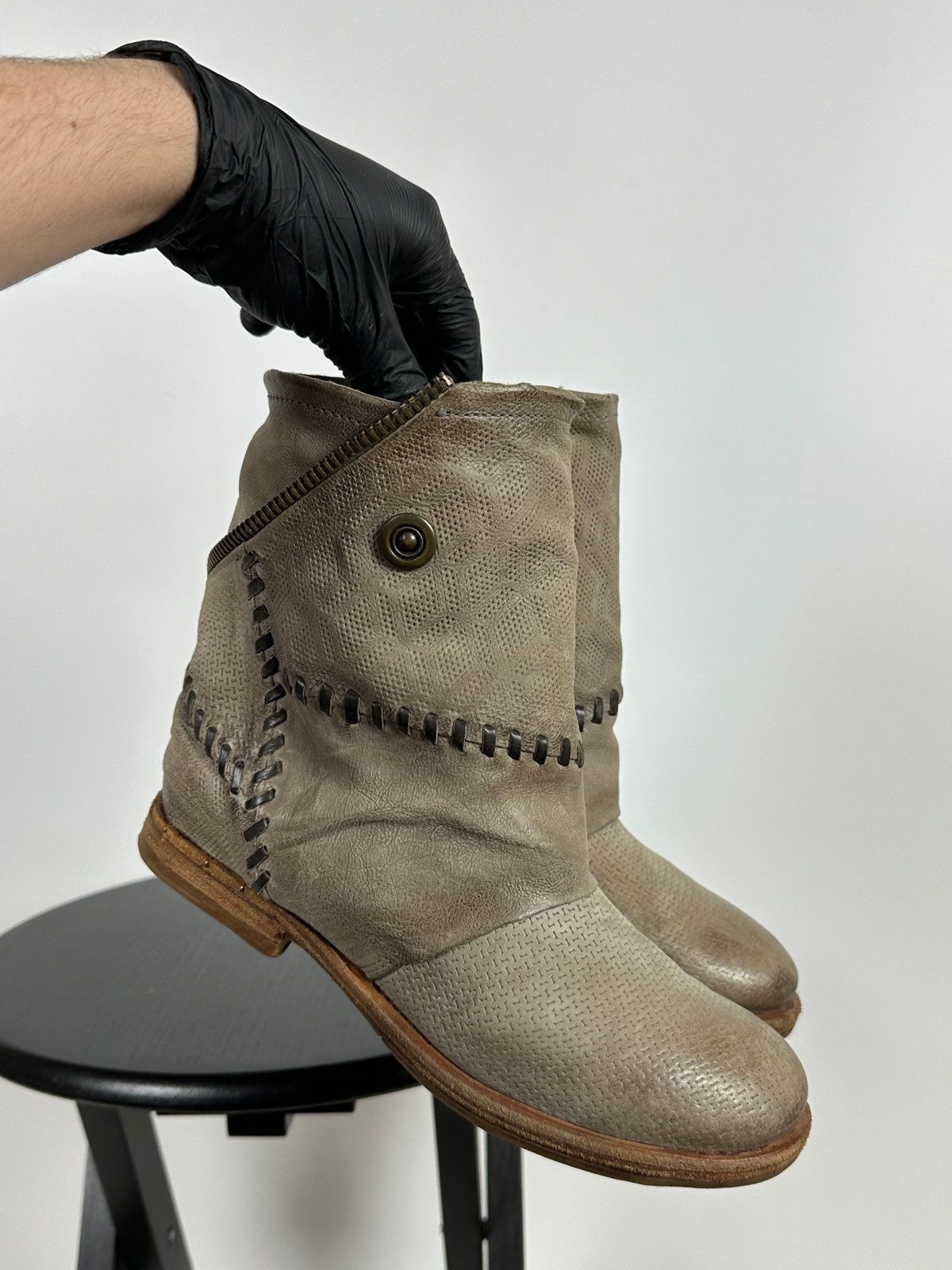 Other A.S.98. Airstep Leather Biker Zip Ankle Boots Size US 7 / IT 37 - 9 Thumbnail