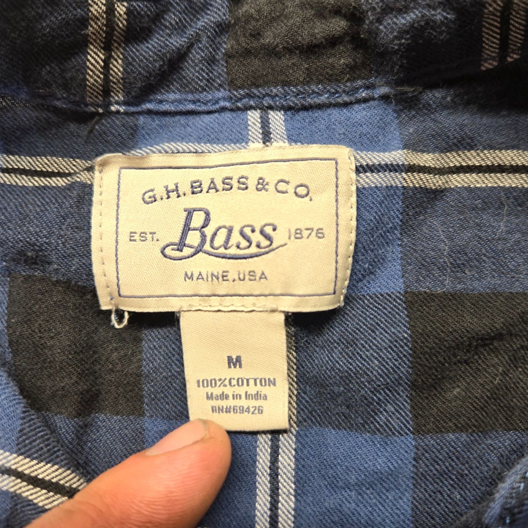 Vintage G.H. Bass & Co. Shirt Women M Blue Plaid Long Sleeve Collared 100% Cotton Blouse Top, Classic Fit Size M / US 6-8 / IT 42-44 - 3 Thumbnail