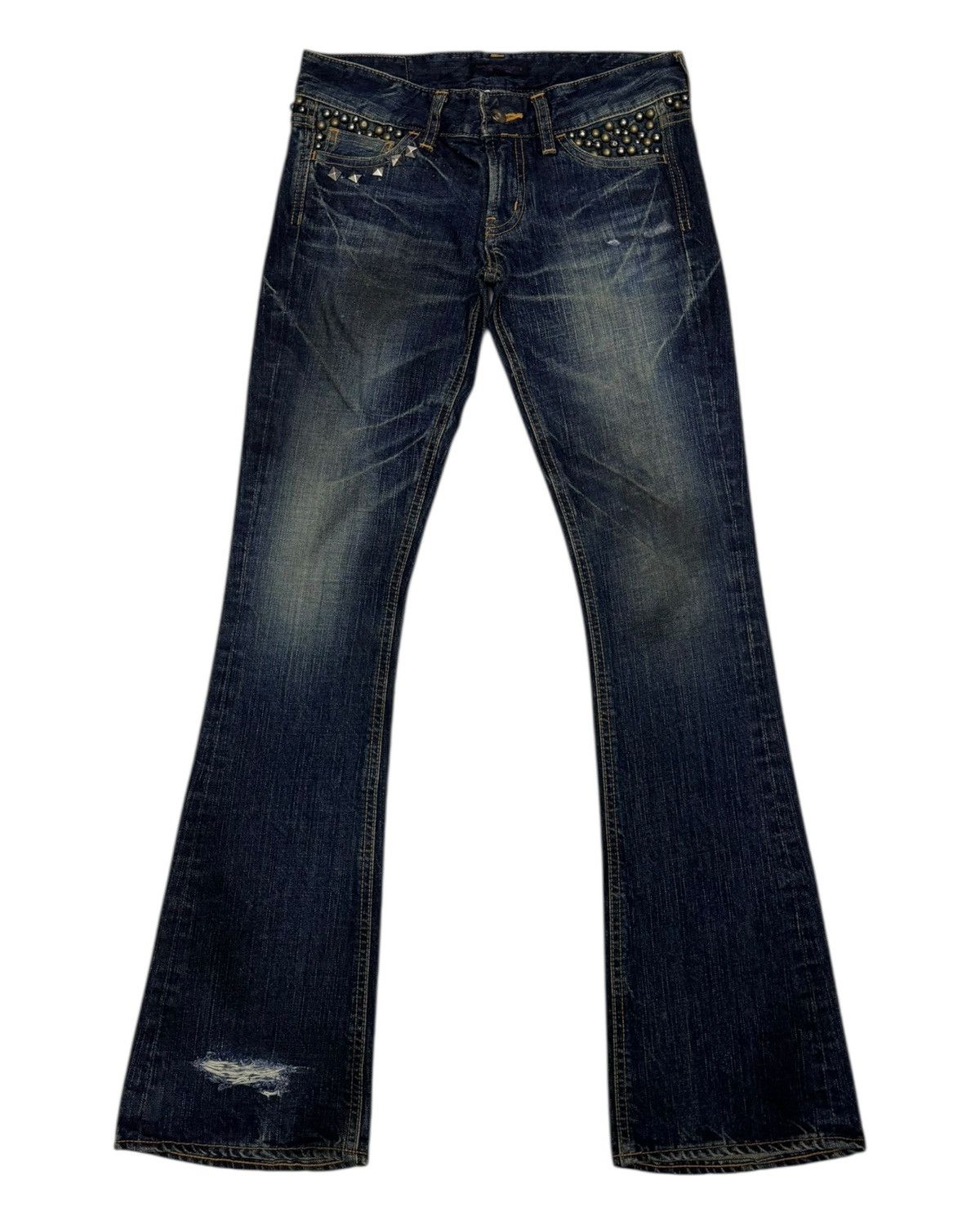 Japanese Brand × Maison Margiela Flare Jeans Maison Gilfy Metal Studded Punk Bootcut Denim Size 28" / US 6 / IT 42 - 7 Thumbnail
