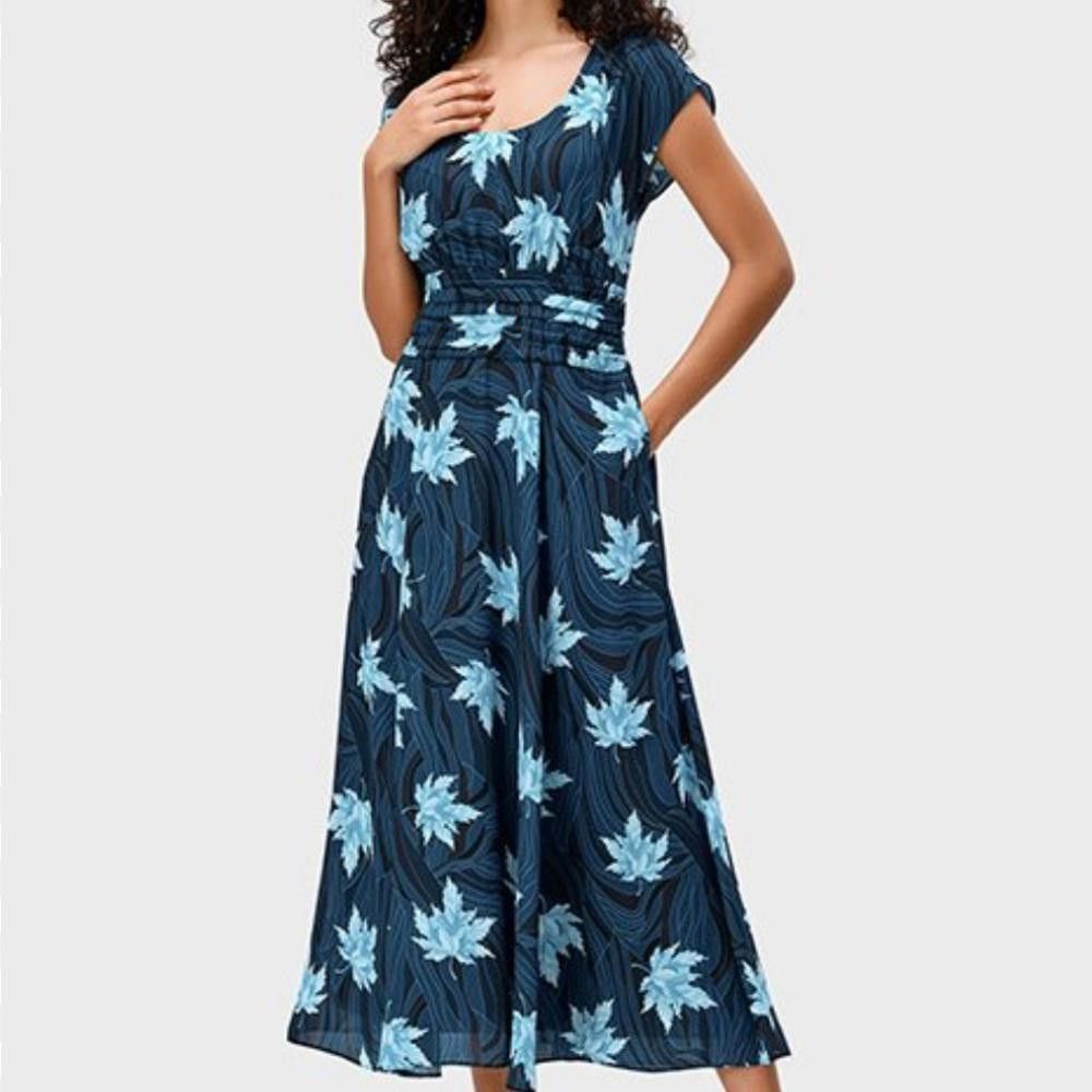 Designer eshakti Wayward Fancies Leaf Print Crepe Empire Dress 6 Size M / US 6-8 / IT 42-44 - 1 Thumbnail