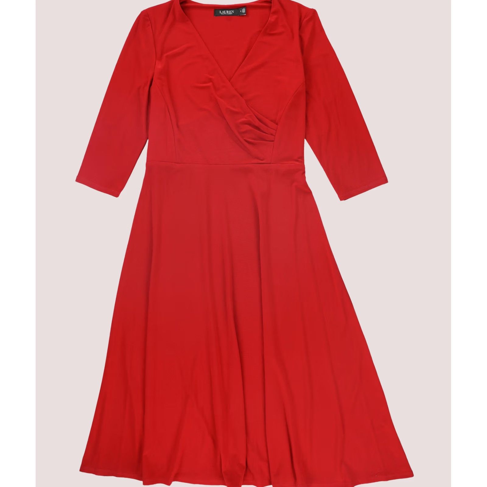 Ralph Lauren Ralph Lauren Solid Jersey Surplice Dress Self Belt brightred 6 Womens Size M / US 6-8 / IT 42-44 - 1 Thumbnail