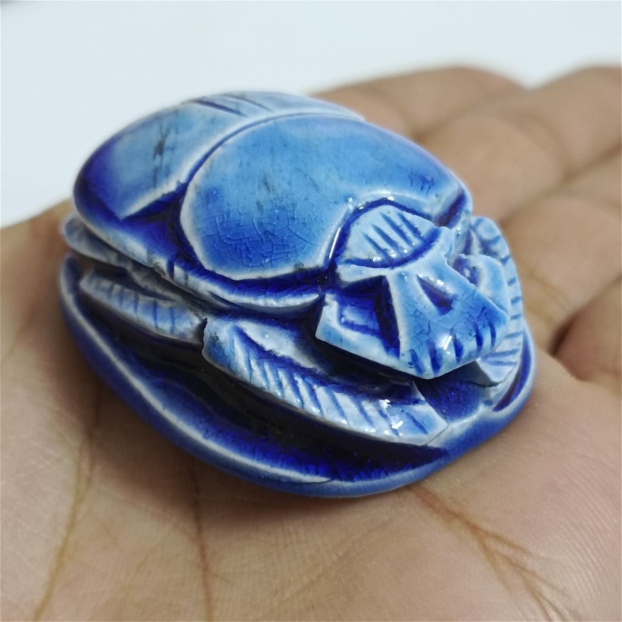 Handmade Handcrafted Egyptian blue scarab – pharaonic artwork Size ONE SIZE - 7 Thumbnail