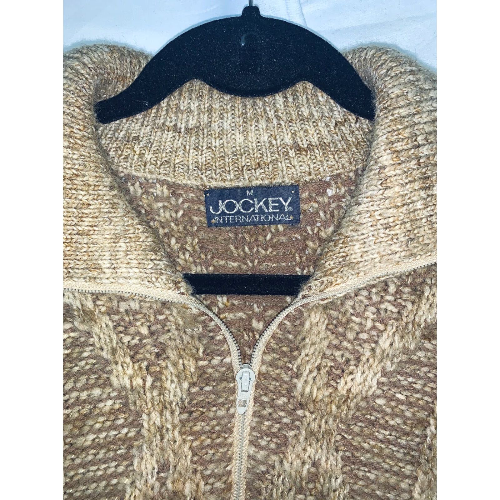 Jockey VINTAGE Jockey International Knit Medium Collared Zip-Up Sweater Cream Womens | Knit | Sweater | Size M | 30" Long | Collared Zip-Up knit sweater Size M / US 6-8 / IT 42-44 - 4 Thumbnail