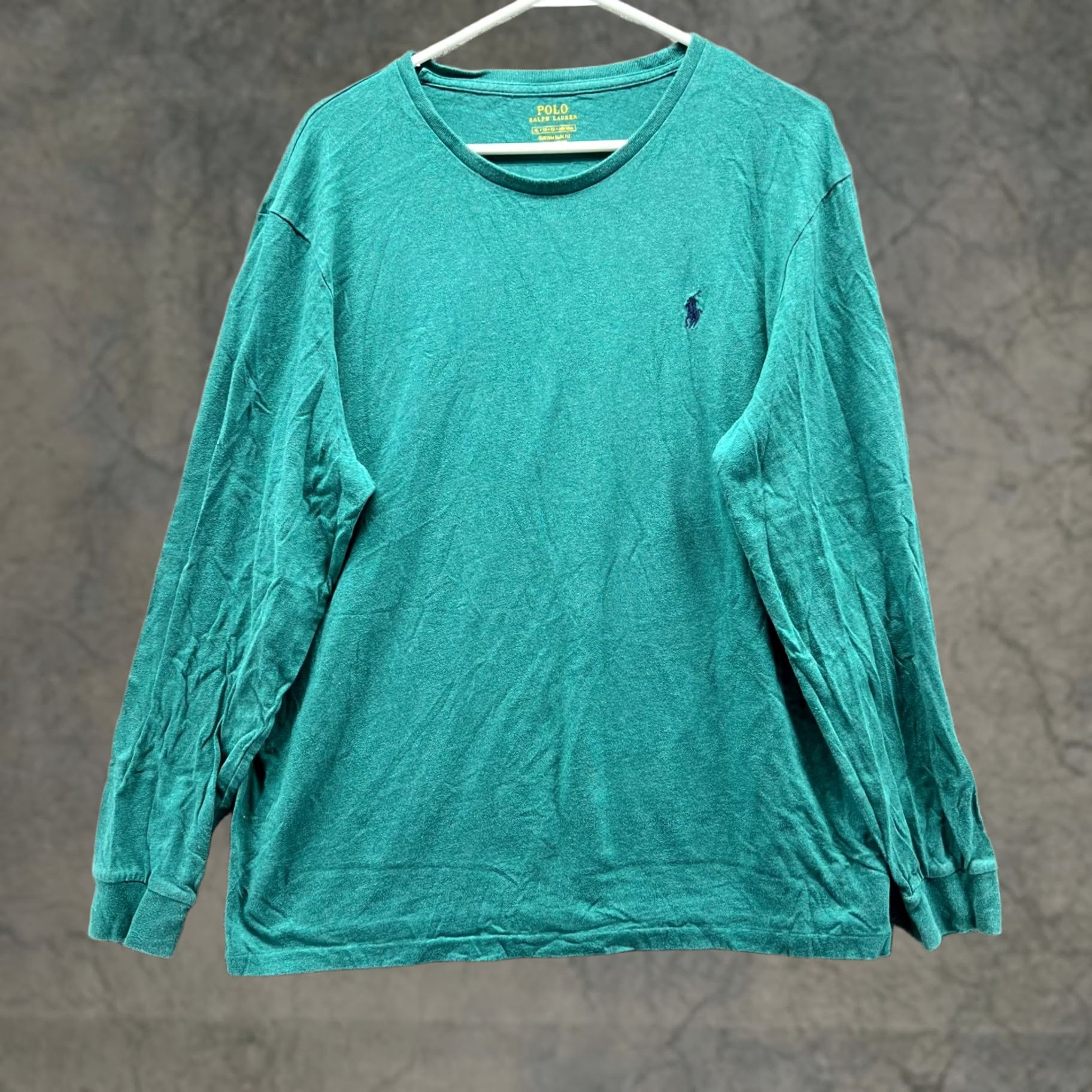 Polo Ralph Lauren VINTAGE Polo Ralph Lauren Shirt Mens XL Teal Blue Fleece Slim Pony Logo Long Sleeve Size US XL / EU 56 / 4 - 1 Thumbnail