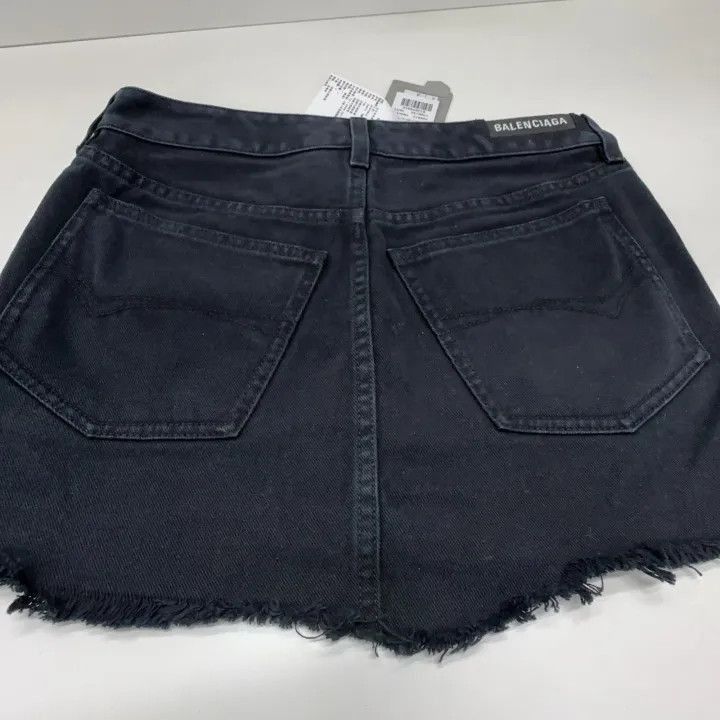 Balenciaga Balenciaga Black Cutoff Denim Mini Skirt 0079-2507 Size 35" - 9 Thumbnail