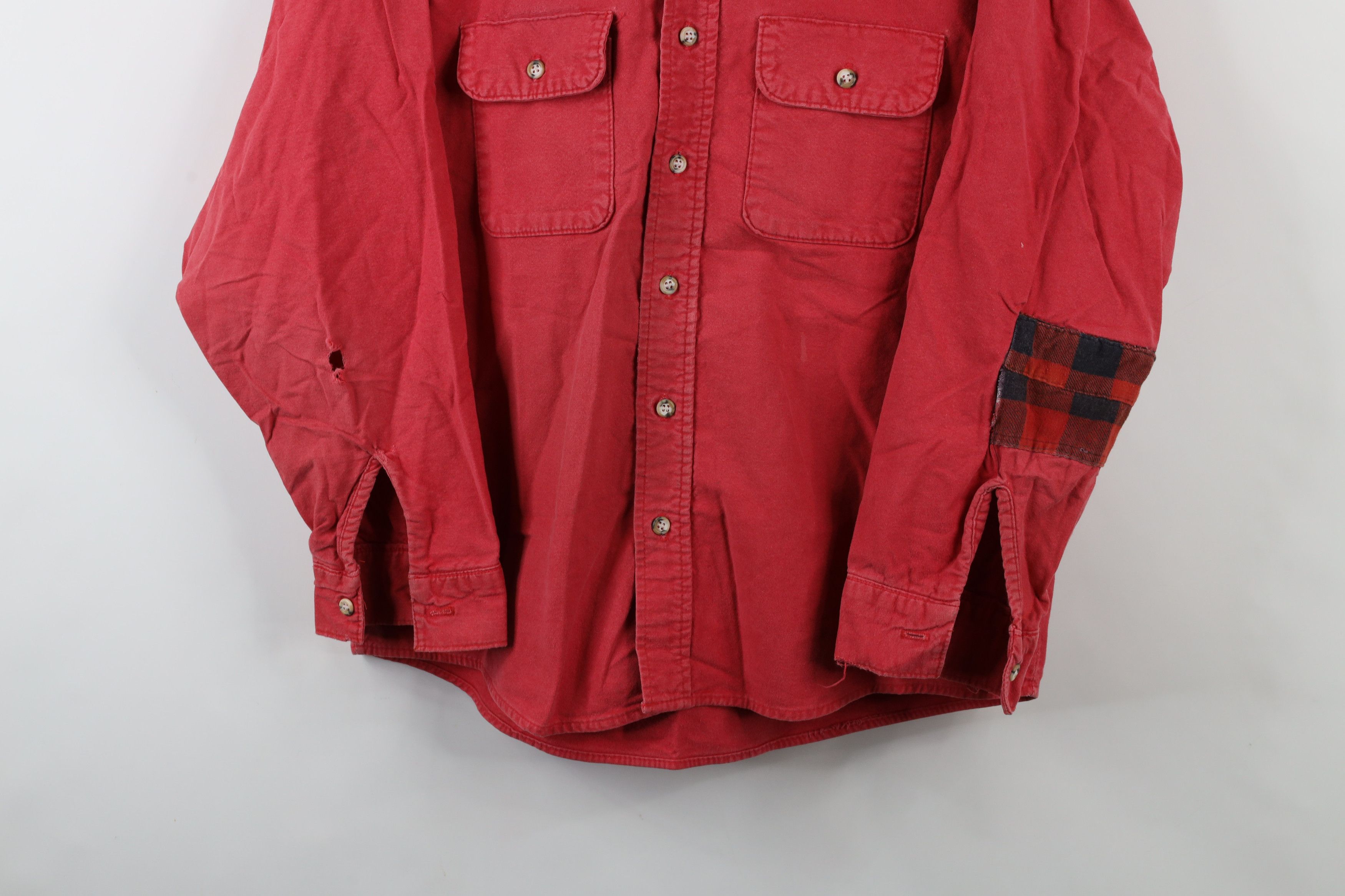 FiveBrother × Vintage Vintage 90s Five Brother Chamois Cloth Button Shirt Red USA Size US L / EU 52-54 / 3 - 3 Thumbnail