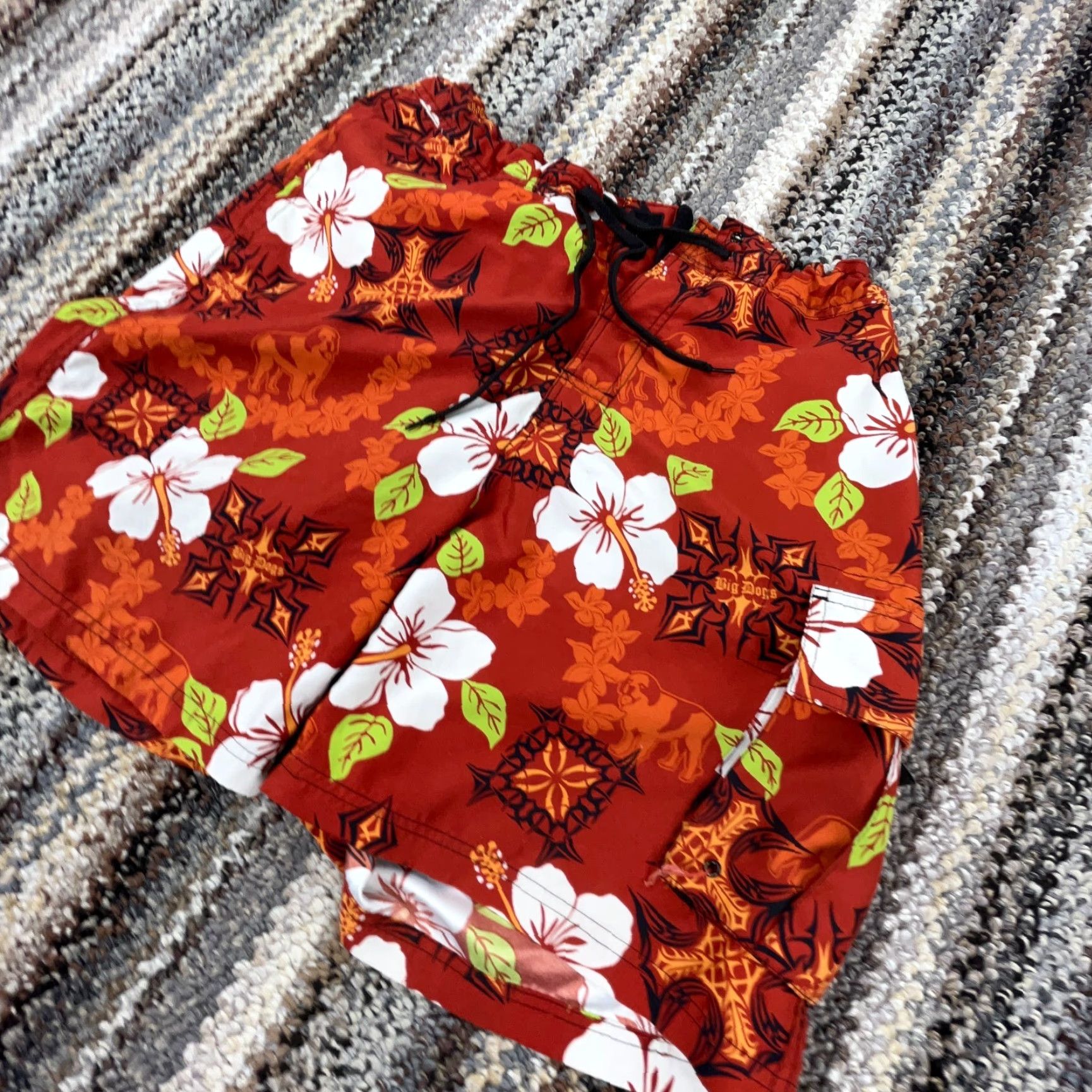 Big Dogs Big Dogs Swim Trunks Men M Red Floral Beach Surfing Trunks Hipster Retro Size US 31 - 3 Thumbnail