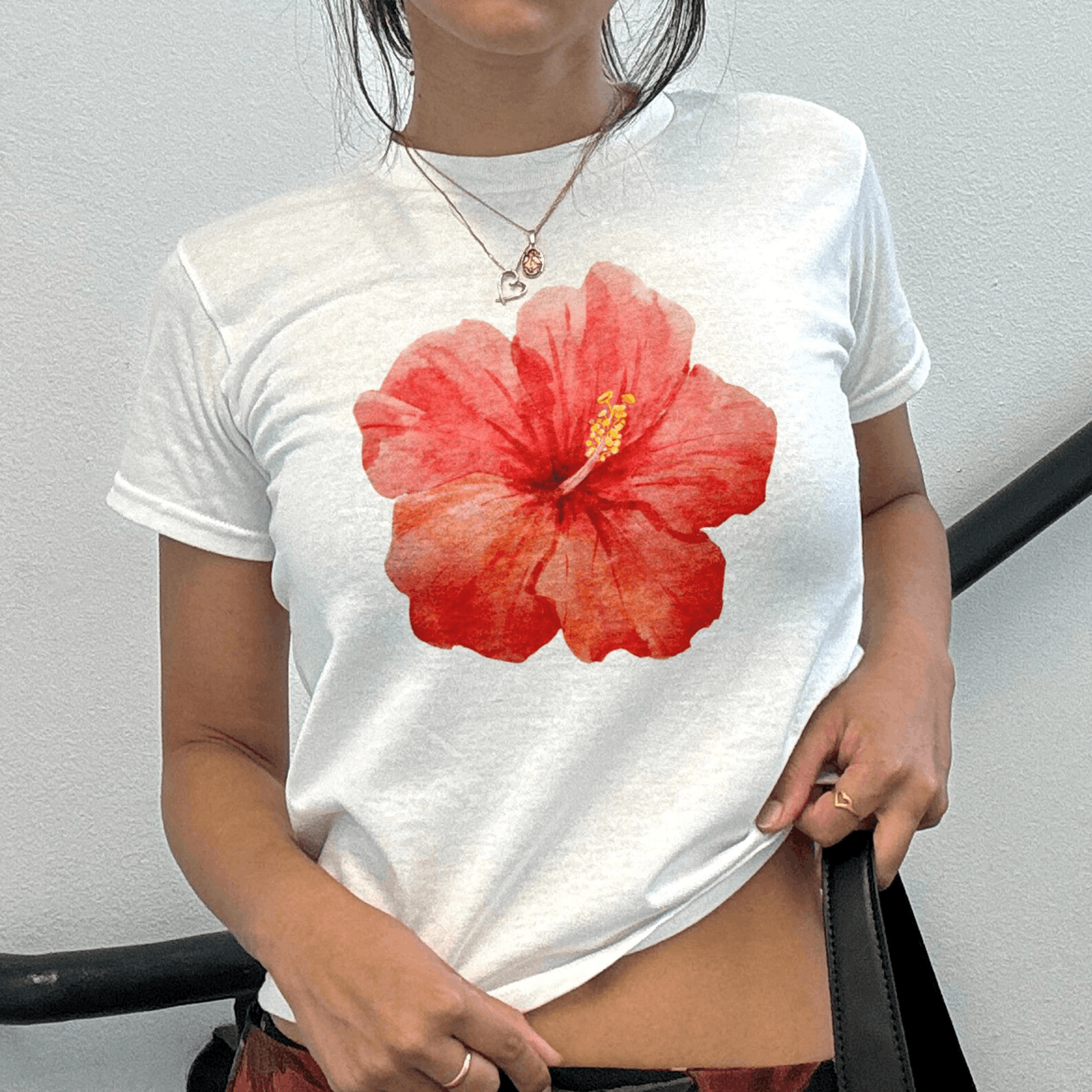 Other Hibiscus Flower Baby Tee Size S / US 4 / IT 40 - 1 Thumbnail