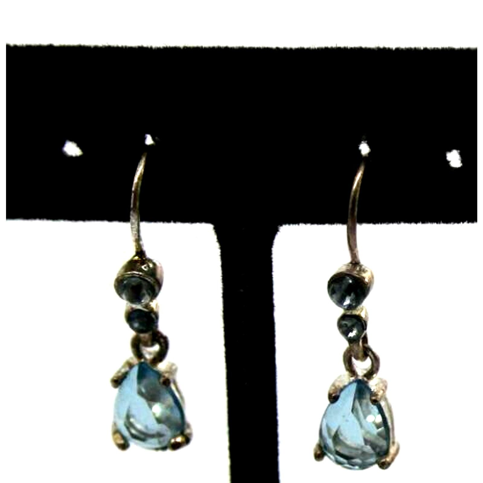 Other Light Aqua Crystal Rhinestone Earrings • Silvertone • 3/4" Size ONE SIZE - 2 Thumbnail