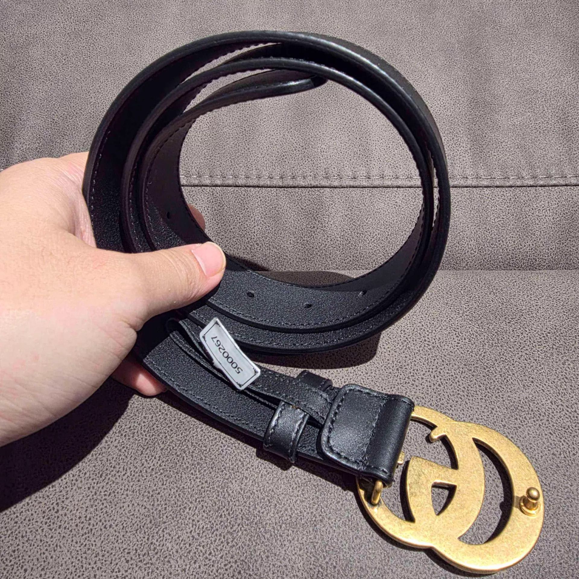 Gucci GUCCI GG Gold Logo Calfskin Belt New 80cm Size ONE SIZE - 3 Thumbnail