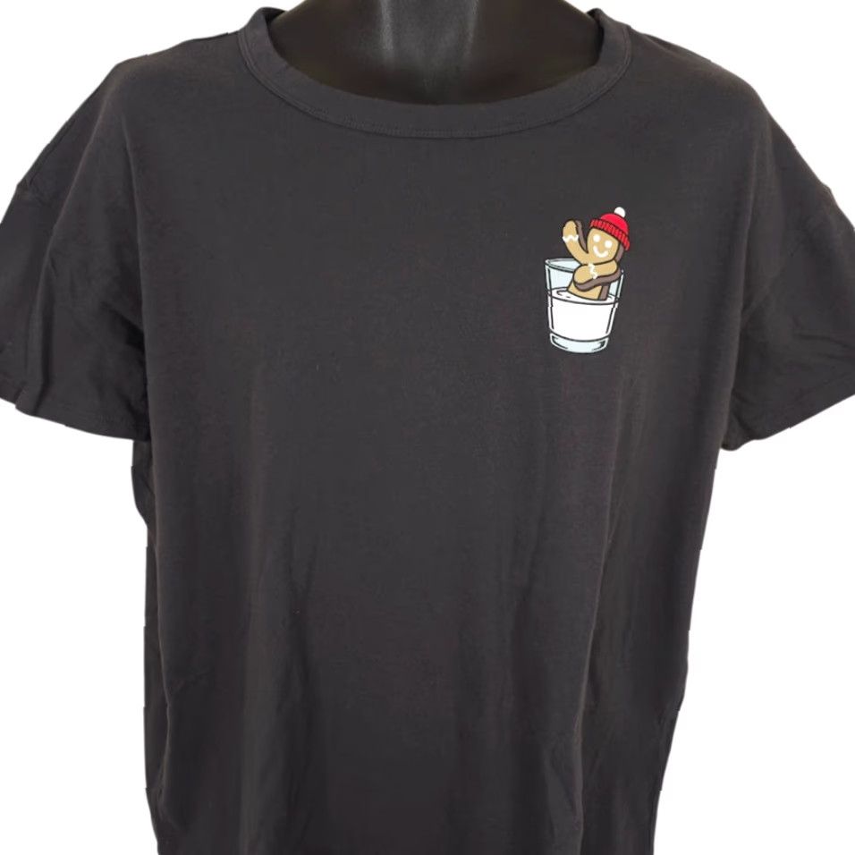 Old Navy Gingerbread Man T Shirt Mens Large Dark Gray Christmas Milk And Cookies Old Navy Shirt Size US L / EU 52-54 / 3 - 2 Thumbnail