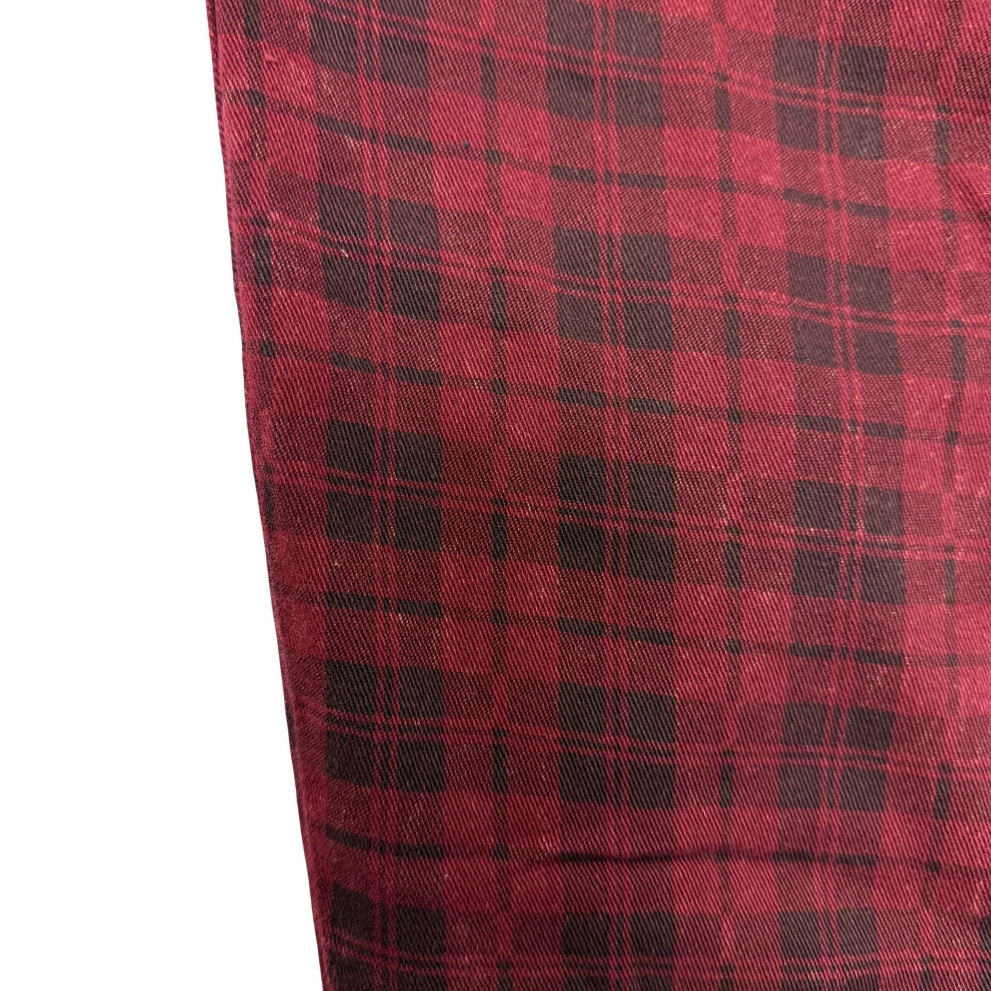 Almost Famous Vtg Almost Famous Stretchy Maroon Black CHECKER Grunge Jeans Size 32" / US 10 / IT 46 - 6 Thumbnail