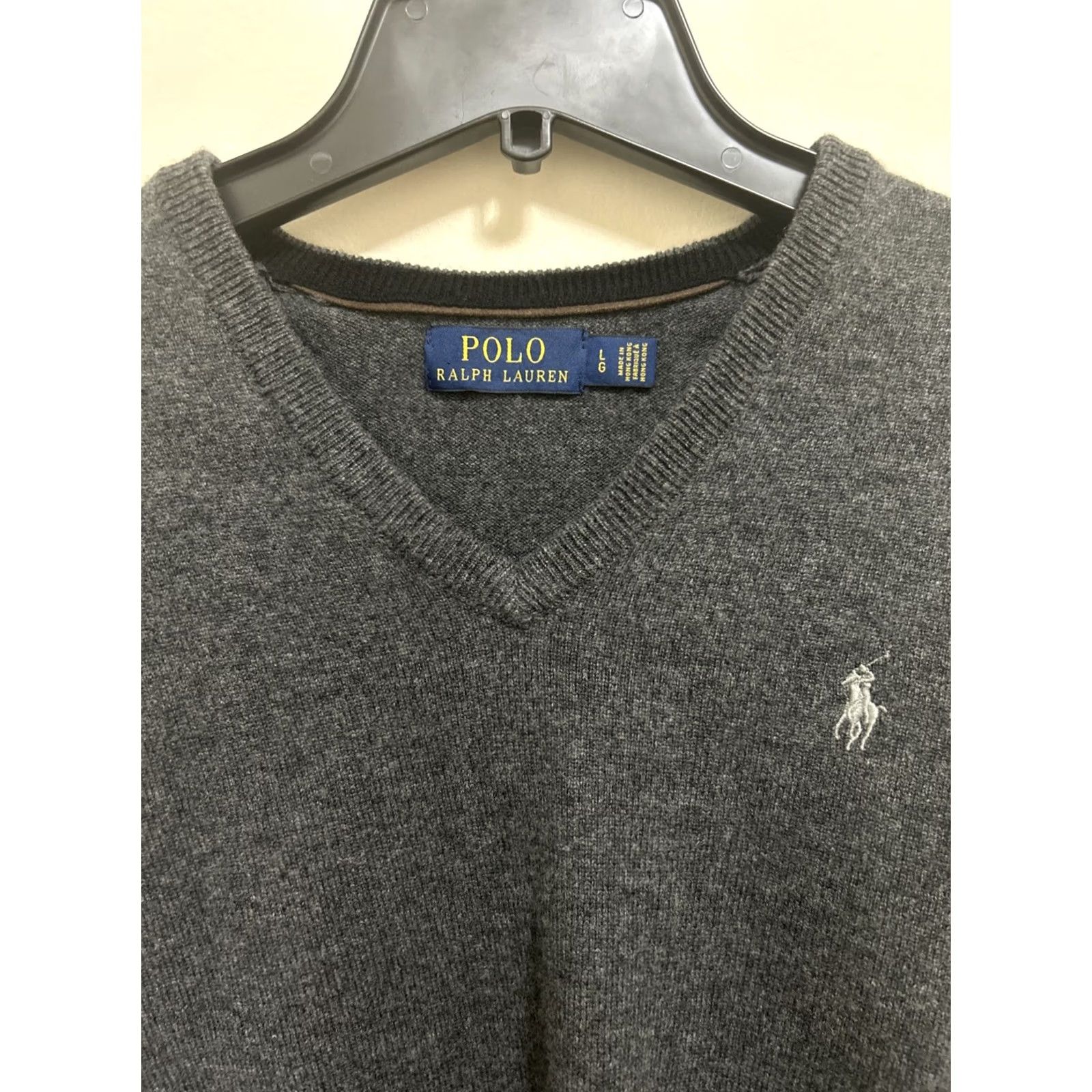 Polo Ralph Lauren Polo Ralph Lauren Sweater Mens L Gray V-Neck Wool Knit Pullover Sweatshirt Size US L / EU 52-54 / 3 - 2 Thumbnail