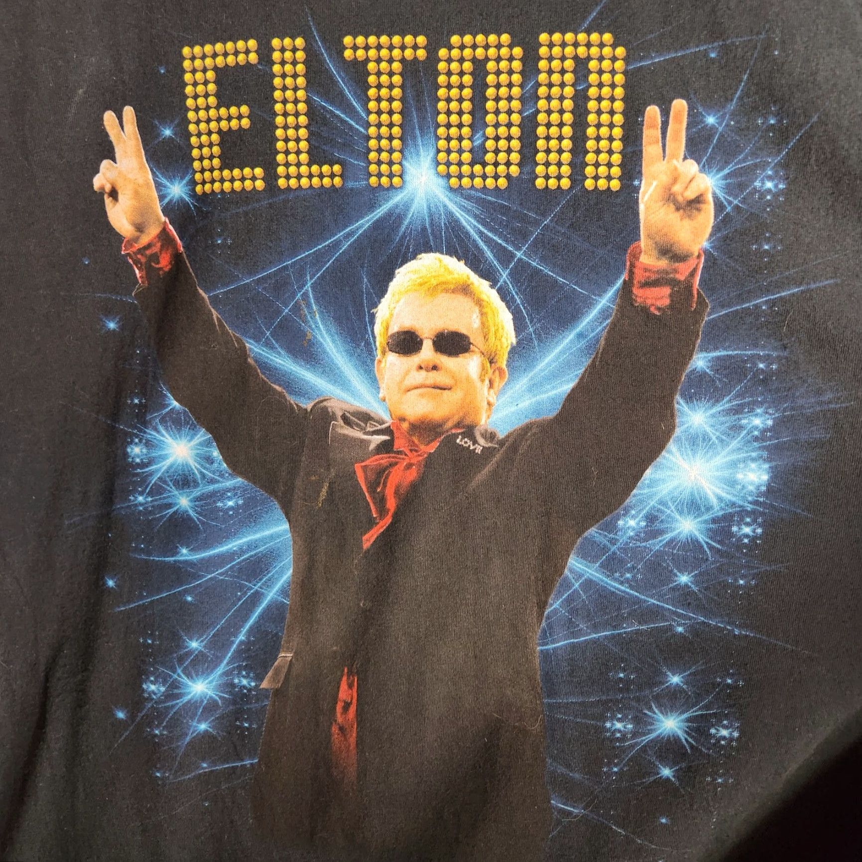 Hanes Elton John Unisex Cotton Rocketman 2012 Black Concert Tee 2XL Hanes Men T-Shirt Band Music Rock Concert Crew Neck Short Sleeve Graphic Print Logo Size US XXL / EU 58 / 5 - 2 Thumbnail