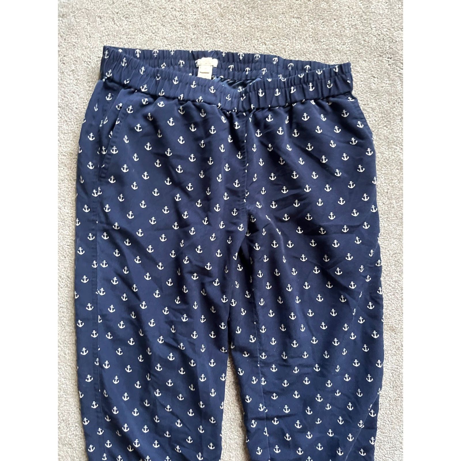 J.Crew J Crew Women's Blue Anchor Pants Casual Elastic Waist XS Size 26" / US 2 / IT 38 - 2 Thumbnail