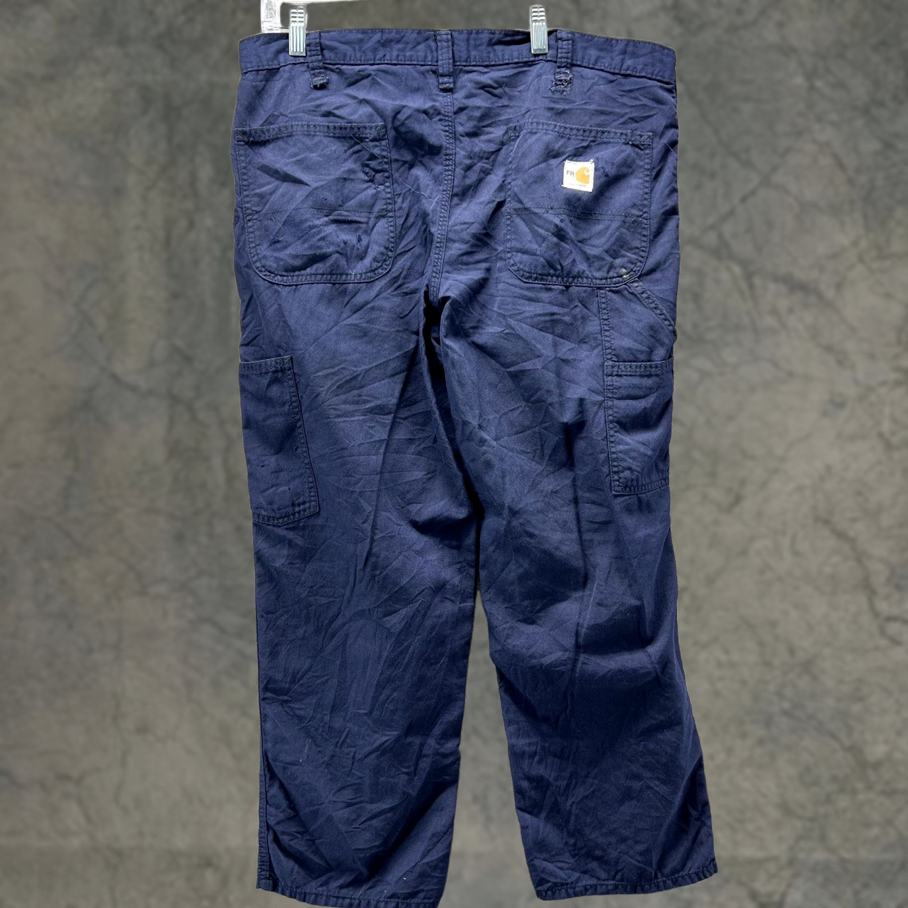 Carhartt Carhartt Pants Mens 34x28 Blue FR Carpenter Workwear Flame-Resistant Canvas Pants Size US 34 / EU 50 - 1 Thumbnail