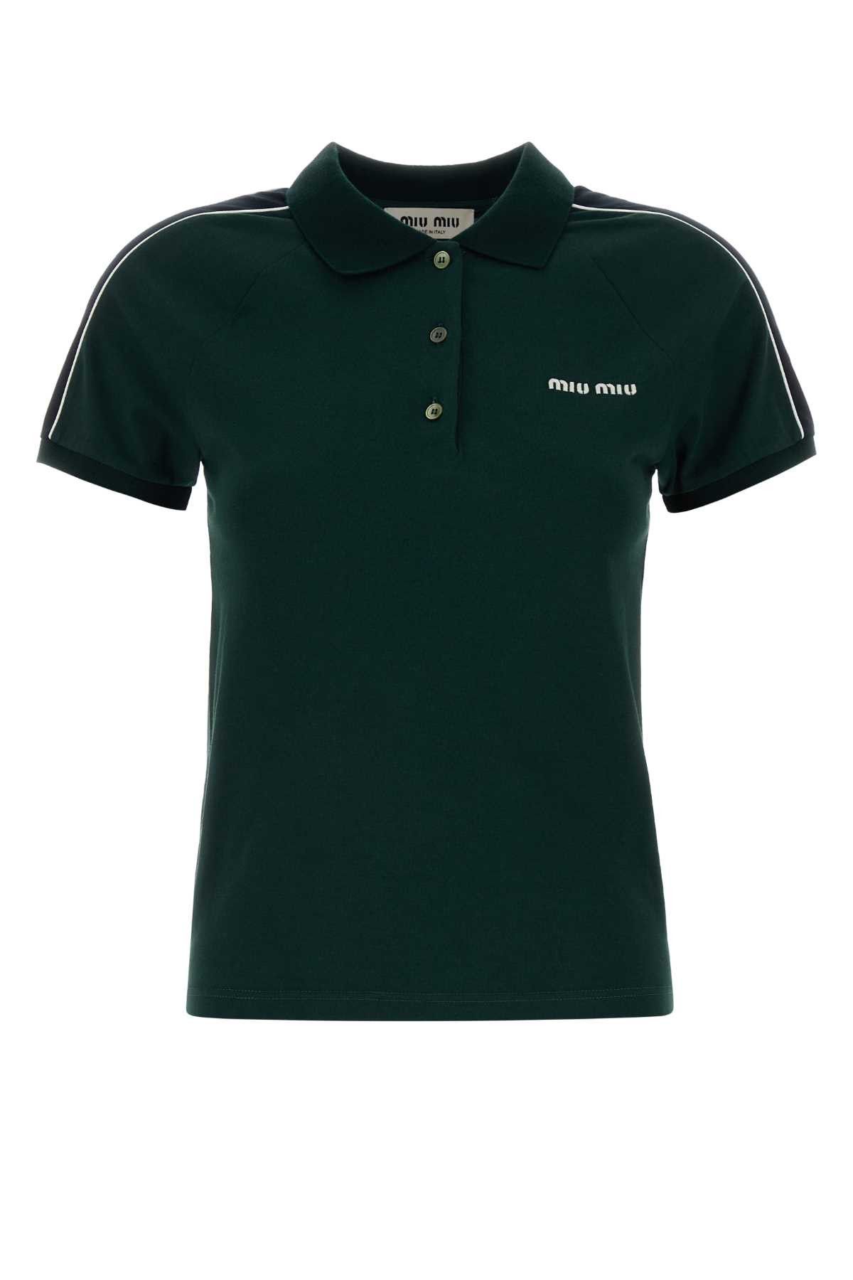 Miu Miu Bottle Green Cotton Polo Shirt Size S / US 4 / IT 40 - 1 Thumbnail