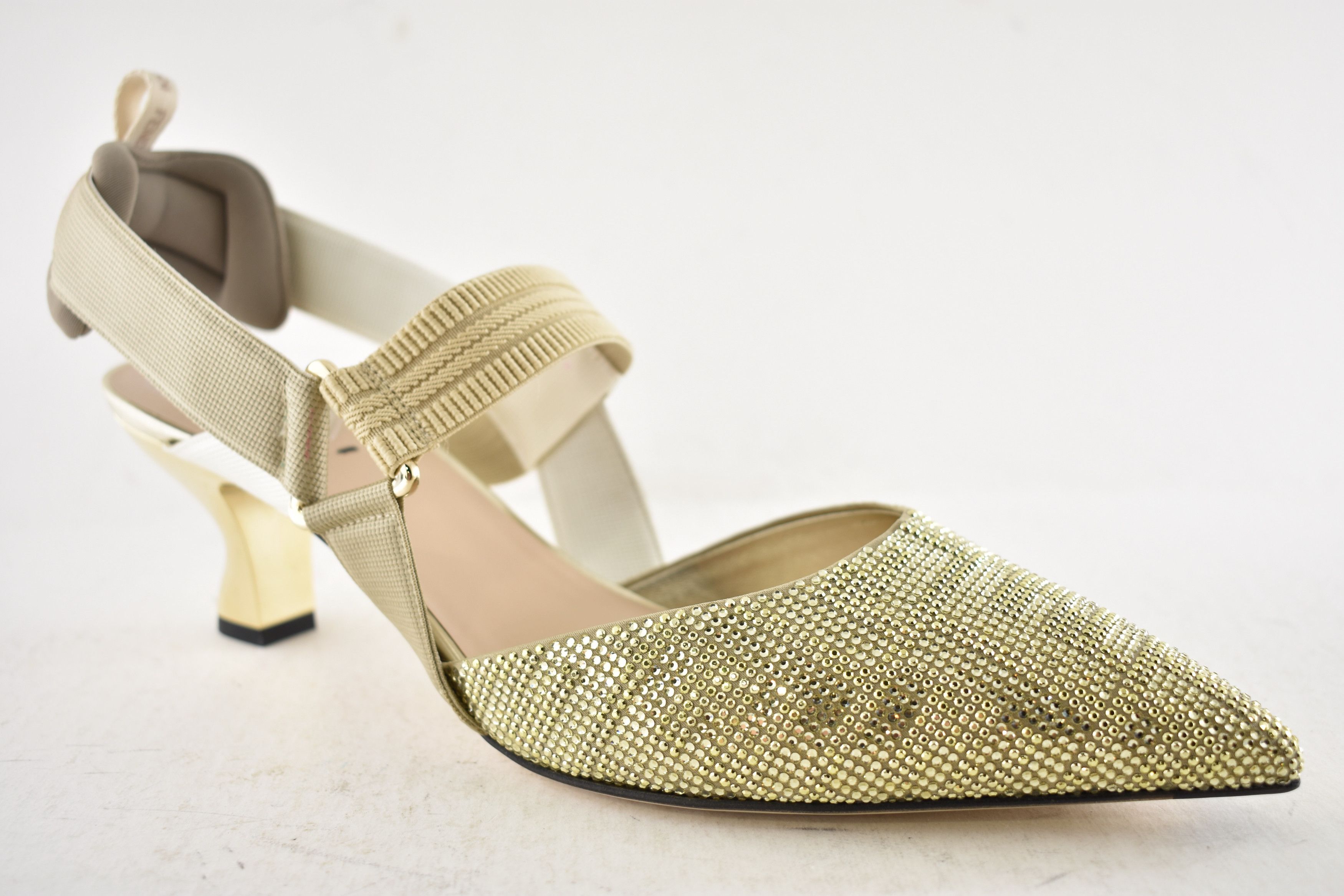 Fendi Colibri 55mm Strass Crystal FF Logo Slingback Heel Pump 42 Size US 12 / IT 42 - 5 Thumbnail