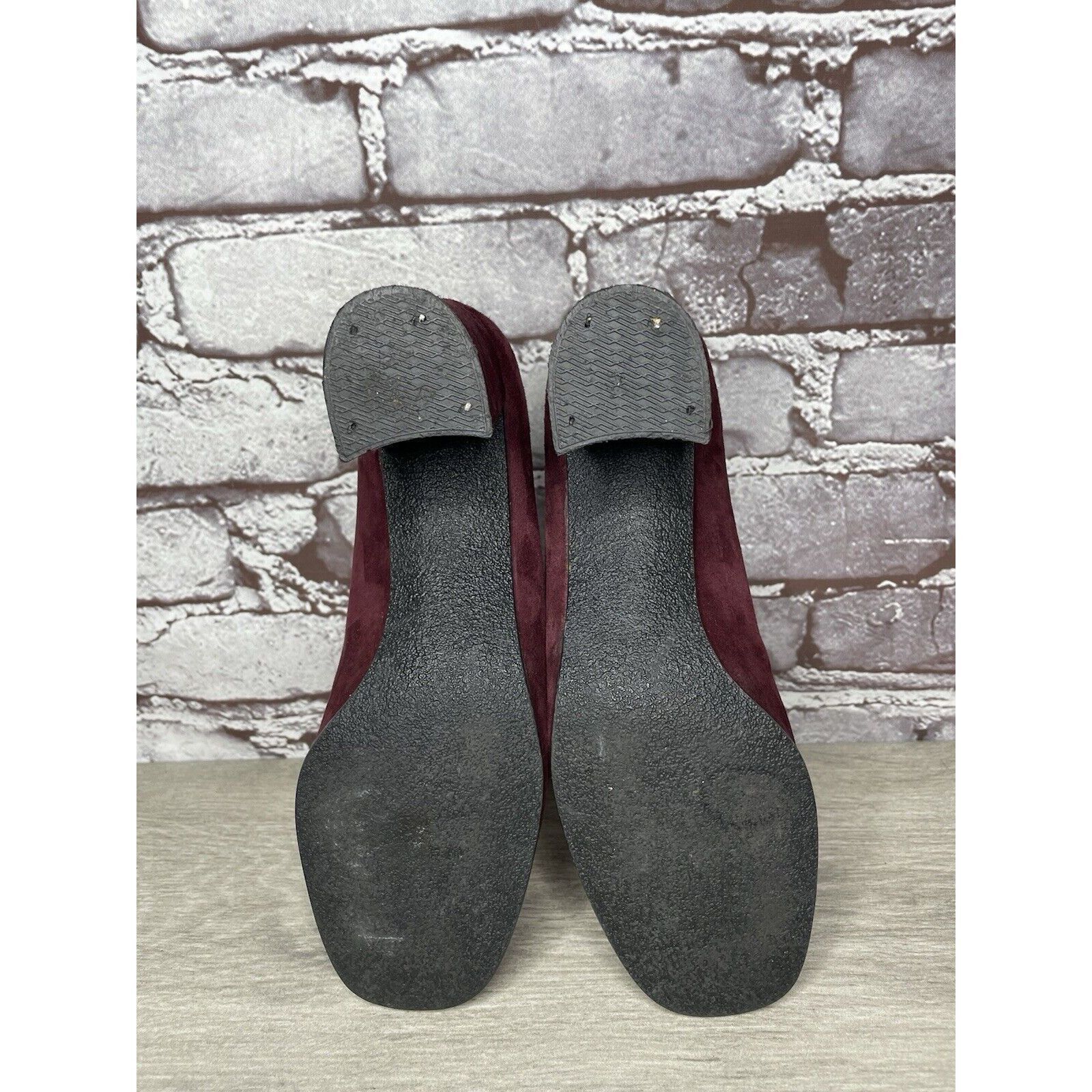 Other David Aaron Burgundy Maroon Suede Leather Round High Heels W Size US 6.5 / IT 36.5 - 10 Thumbnail