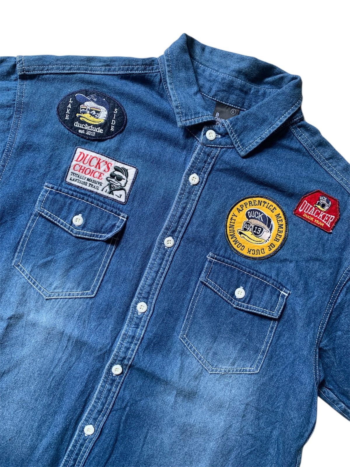 Japanese Brand Vintage B One Soul denim shirt with patch Size US L / EU 52-54 / 3 - 2 Thumbnail