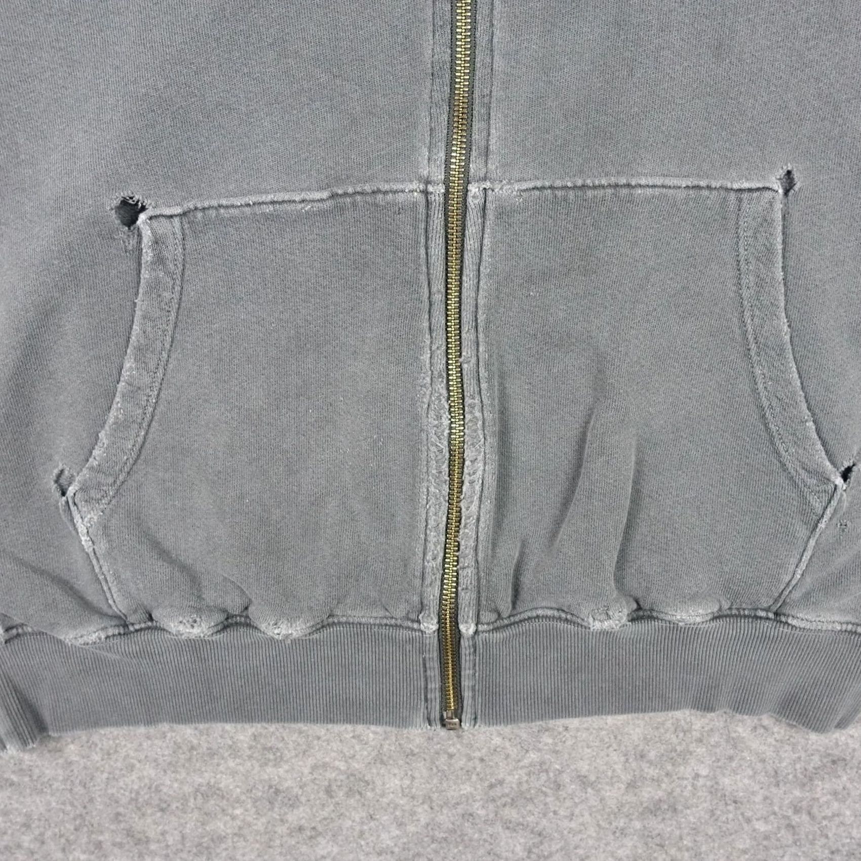 Vintage Joah Brown Hoodie Womens One Size Gray Full Zip Cotton Thrashed Grungy Casual Size ONE SIZE - 5 Thumbnail