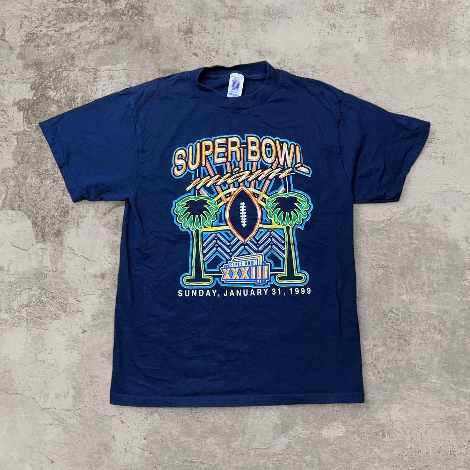 NFL 90s Super Bowl XXXIII January 31, 1999 Miami t shirt size L Size US L / EU 52-54 / 3 - 2 Thumbnail