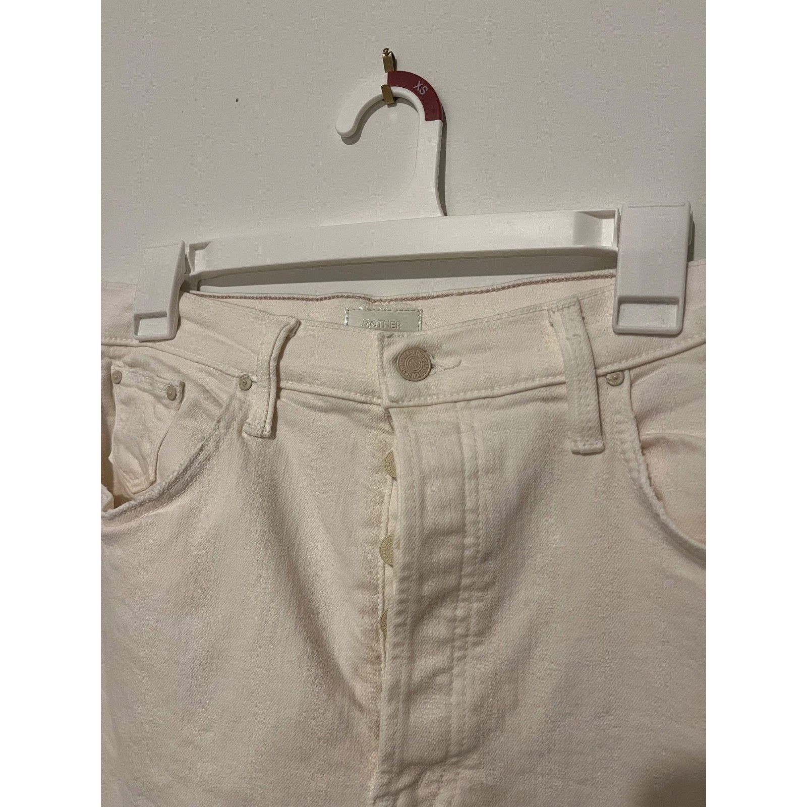 MOTHER MOTHER High Waisted Spinner Skimp Jeans Cream Puffs Denim 31 Size 31" - 4 Thumbnail