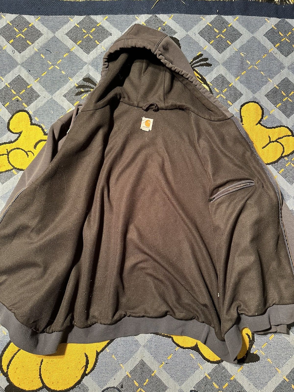 Carhartt × Vintage Vintage Carhartt Thermal Zip Up Hoodie/Sunfaded Black Size US XXL / EU 58 / 5 - 4 Thumbnail