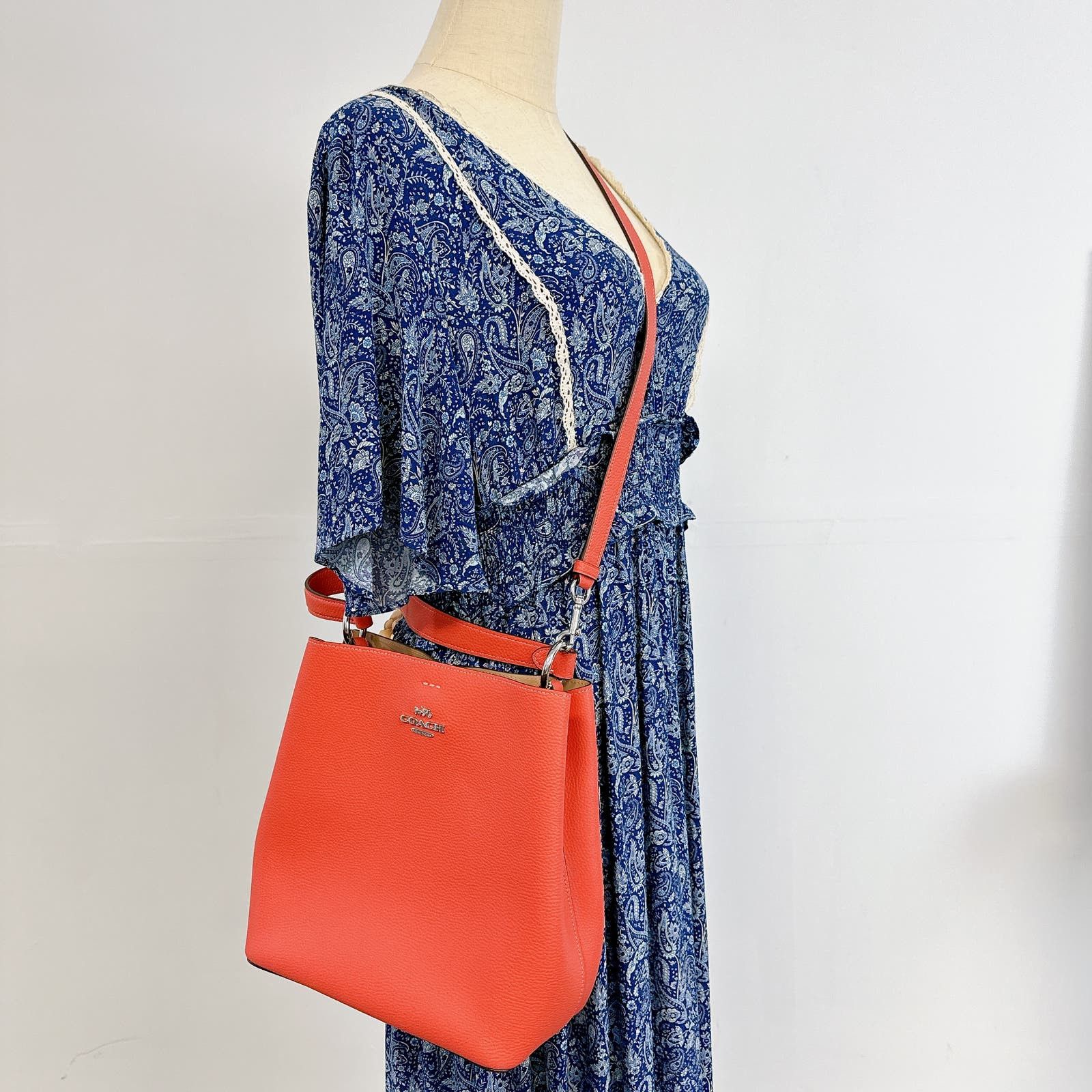 image of Coach 91122 Town Bucket Bag In Tangerine Taupe in Orange, Women's