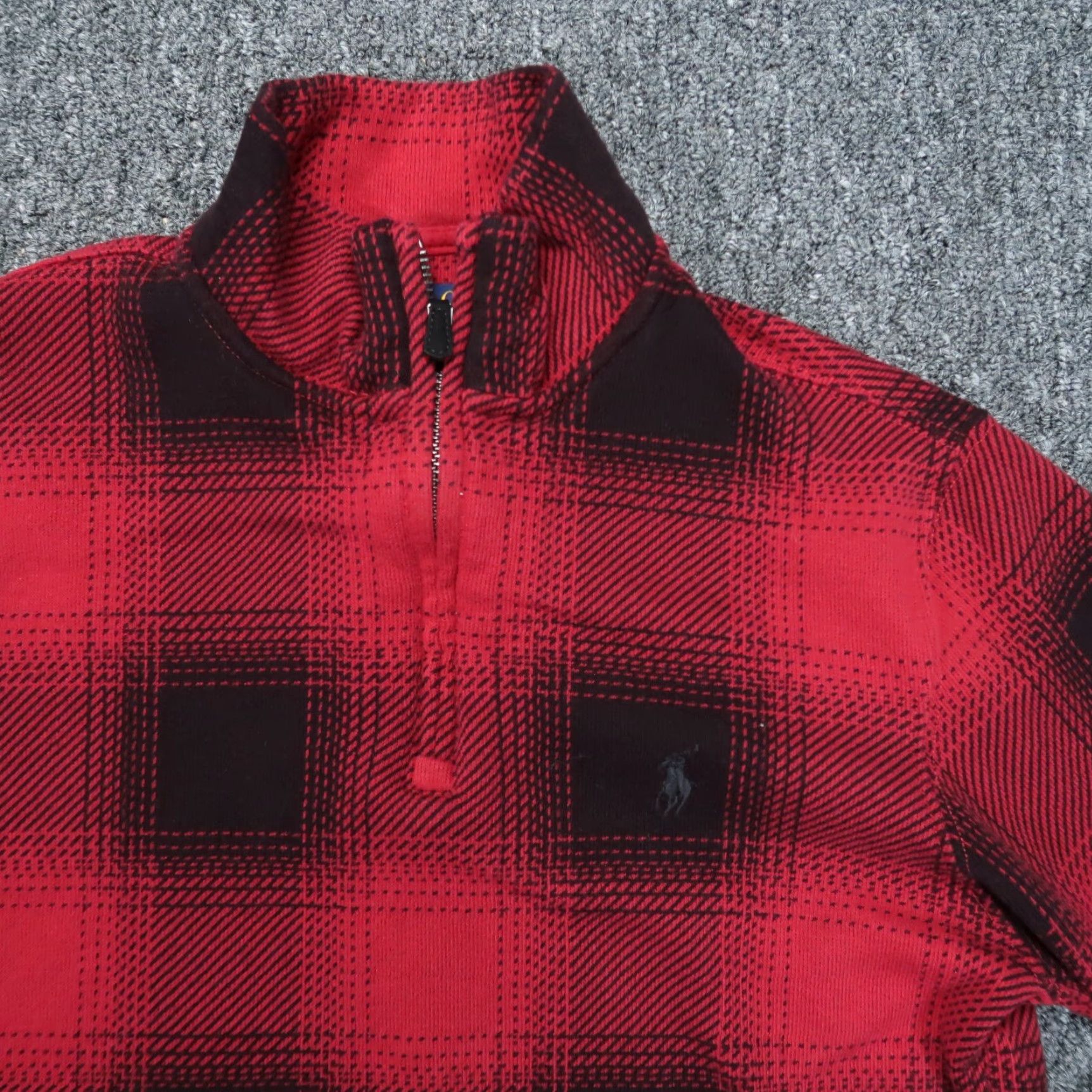Polo Ralph Lauren Polo Ralph Lauren Sweater Pullover Men XS Red Buffalo Plaid 1/4 Zip Mock Neck Knit Size US XS / EU 42 / 0 - 2 Thumbnail