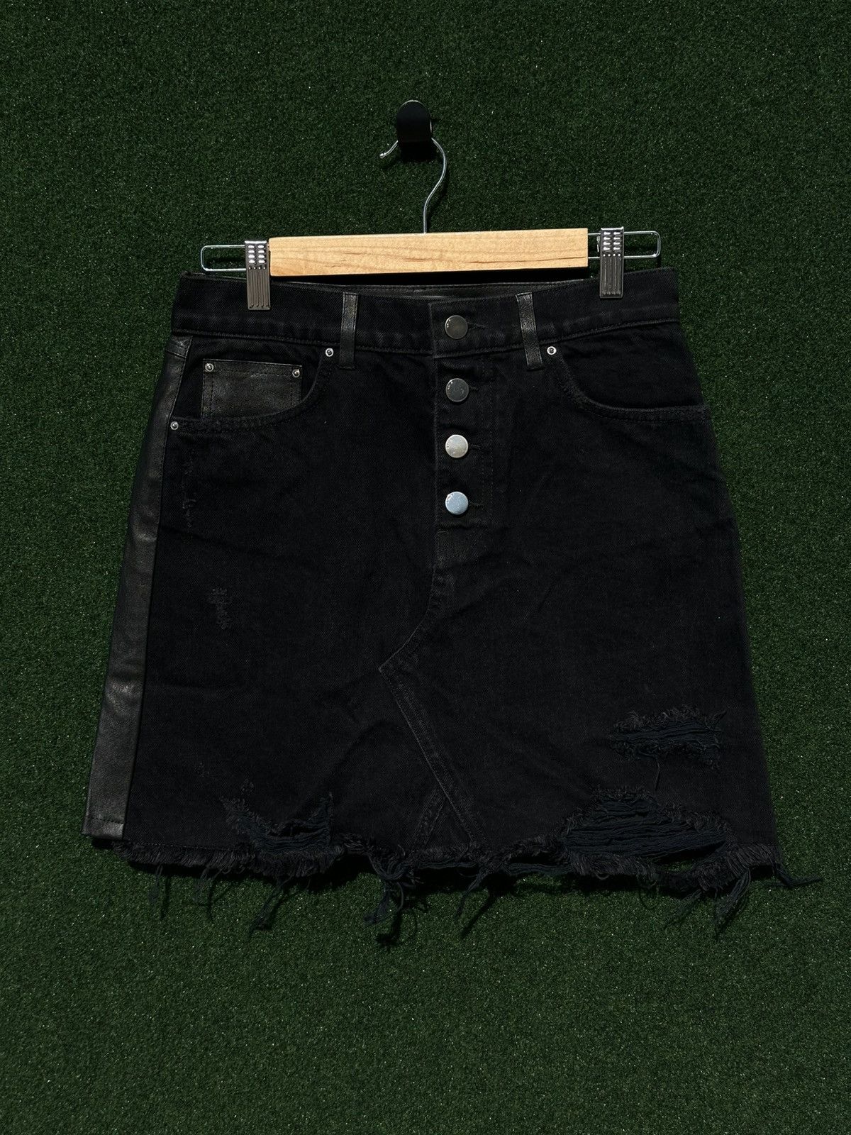 Amiri AMIRI Denim & Leather Mix Skirt Size 6 Size 28" / US 6 / IT 42 - 1 Thumbnail